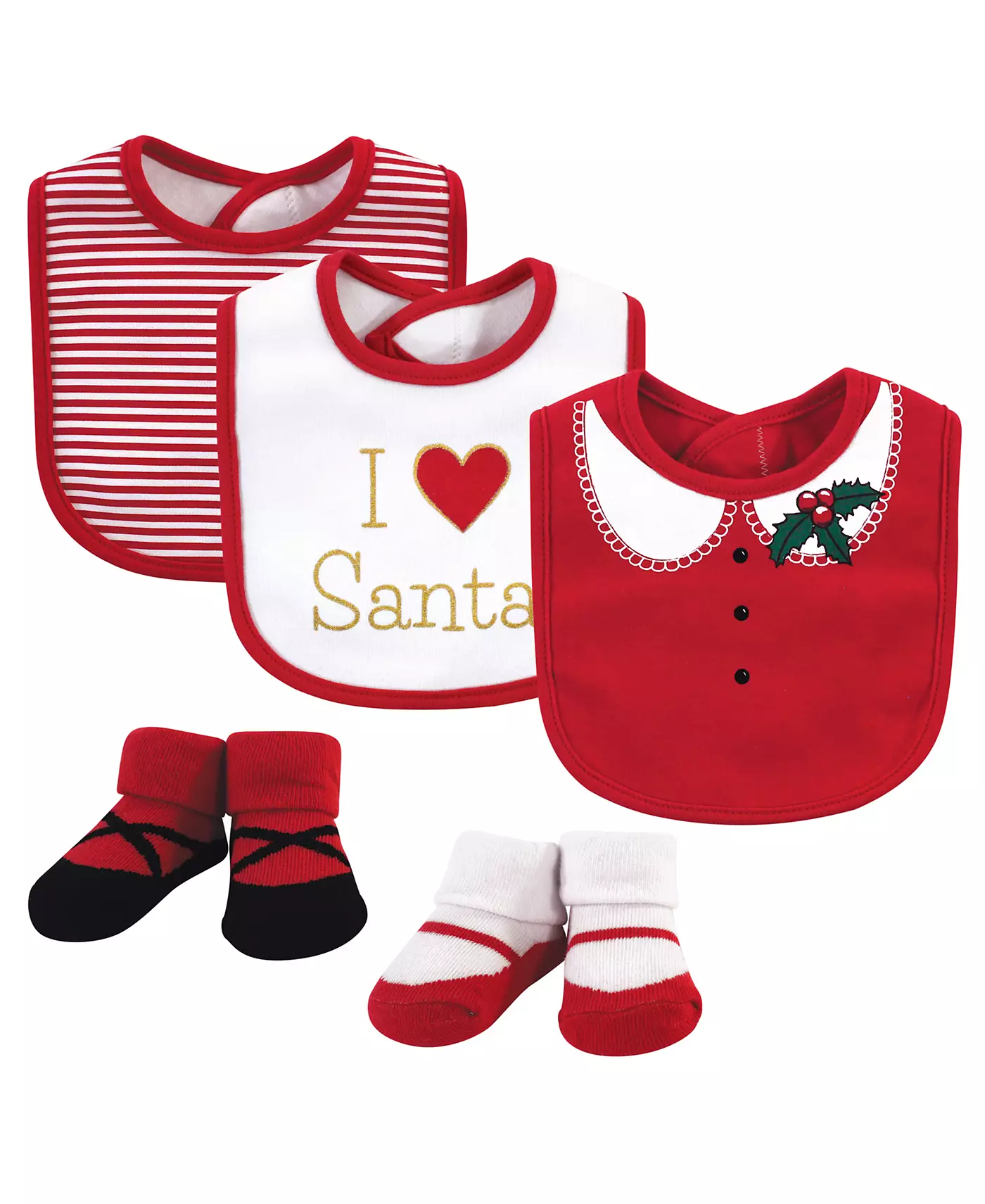 Комплект из хлопкового нагрудника и носков для девочки Little Treasure, 5 шт.