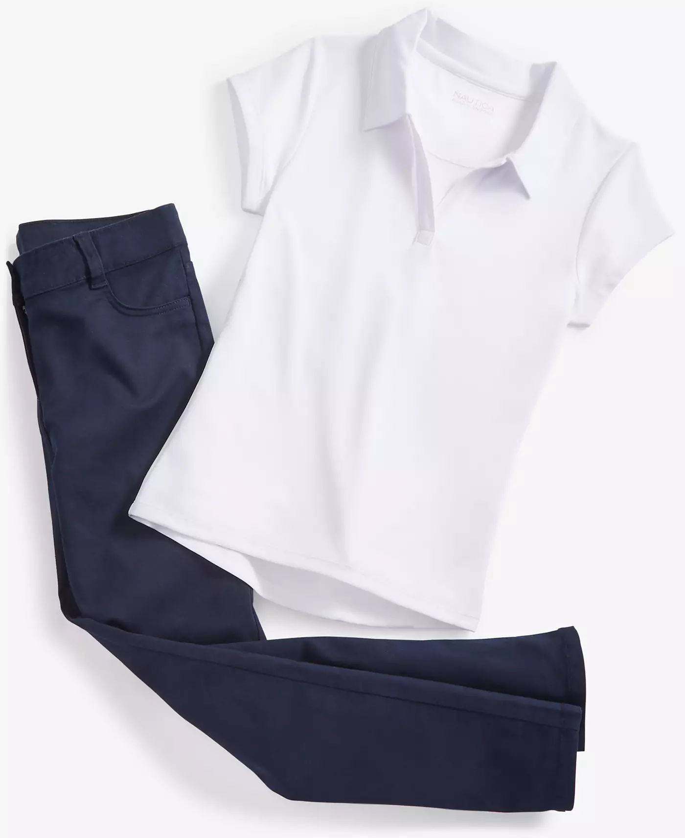 Nautica Big Girls Uniform Performance Knit Top & Stretch Sateen Skinny Брюки