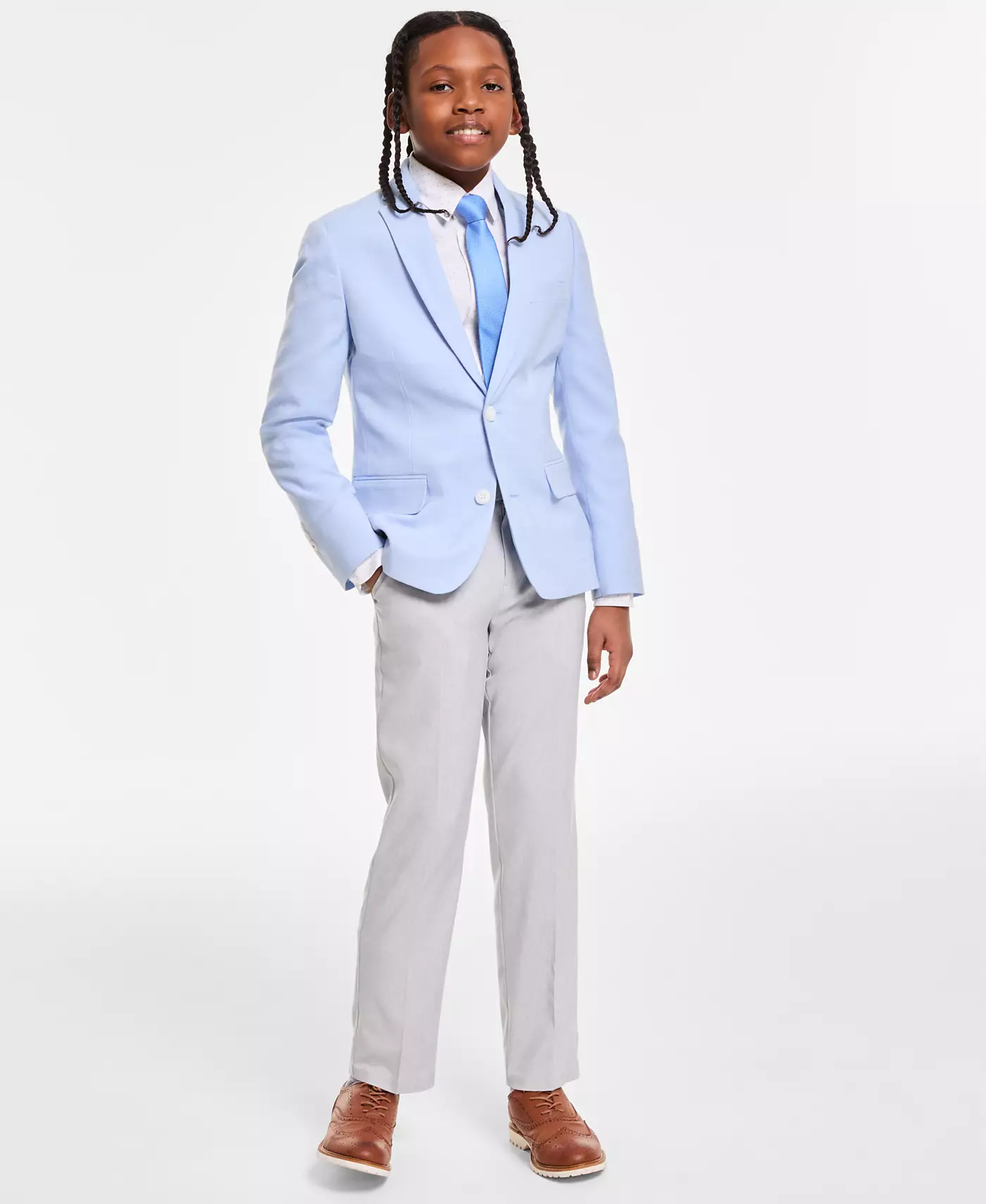 Спортивное пальто Tommy Hilfiger Big Boys Stretch, рубашка Stretch Geo-Print, фактурный однотонный предварительно завязанный галстук и гибкие эластичные тренировочные брюки