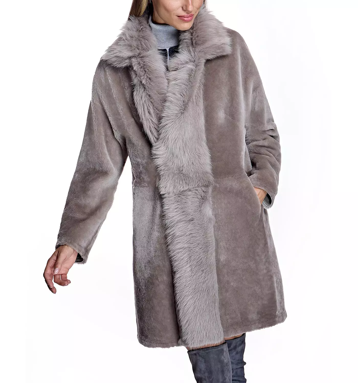 Двусторонняя женская шуба из овчины Julia & Stella By Maximilian