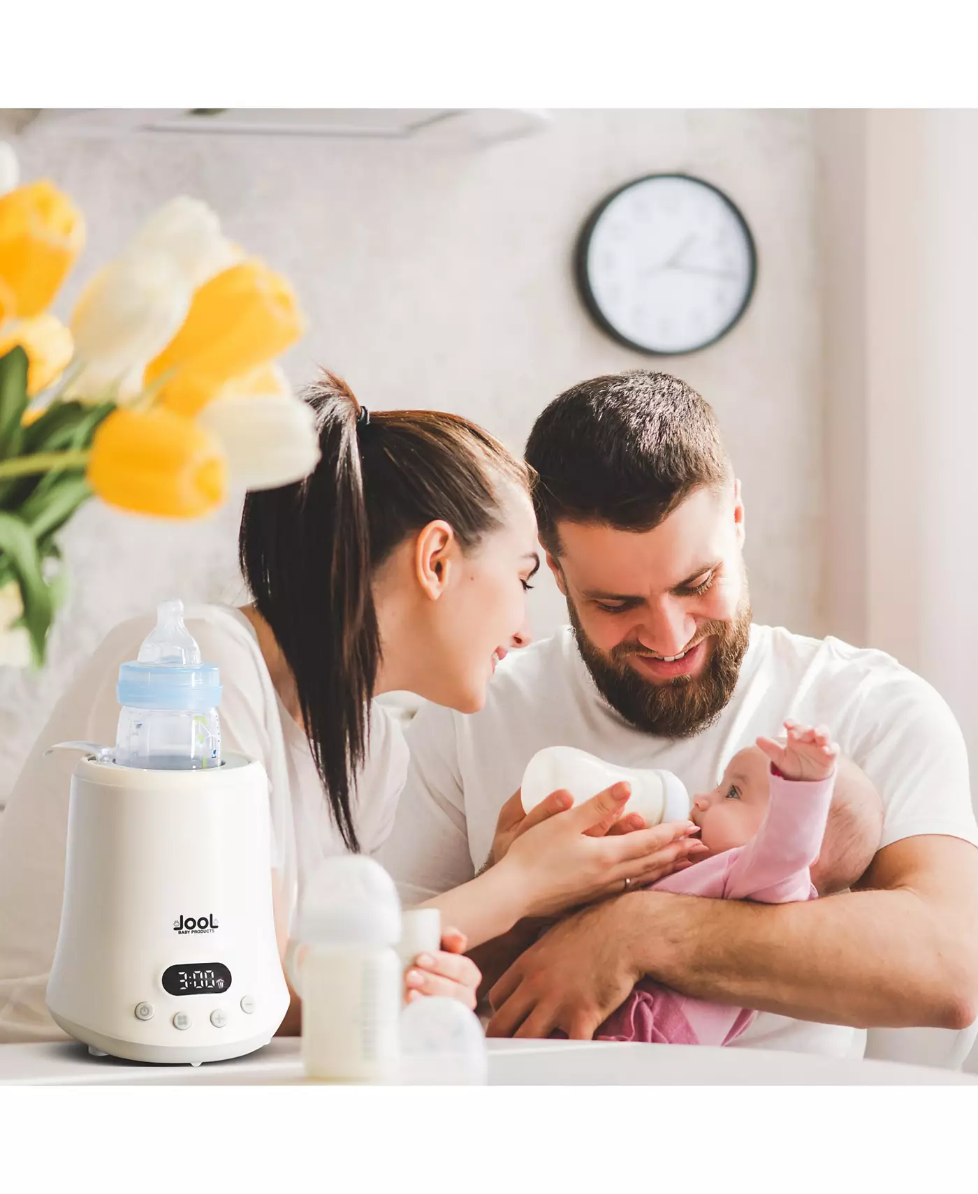 Подогреватель детских бутылочек Jool Baby - для молока, молочной смеси, сока, режимы быстрого подогрева и поддержания температуры, временной график