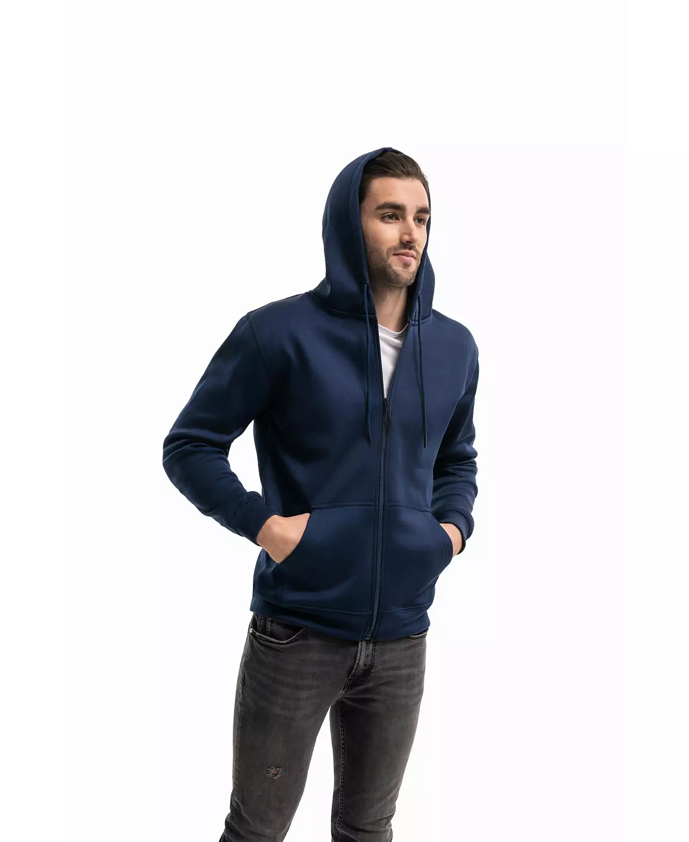 Мужская толстовка Mio Marino Premium Zip-Up Hoodie для мужчин с гладкой шелковистой матовой отделкой и уютной флисовой подкладкой, с капюшоном