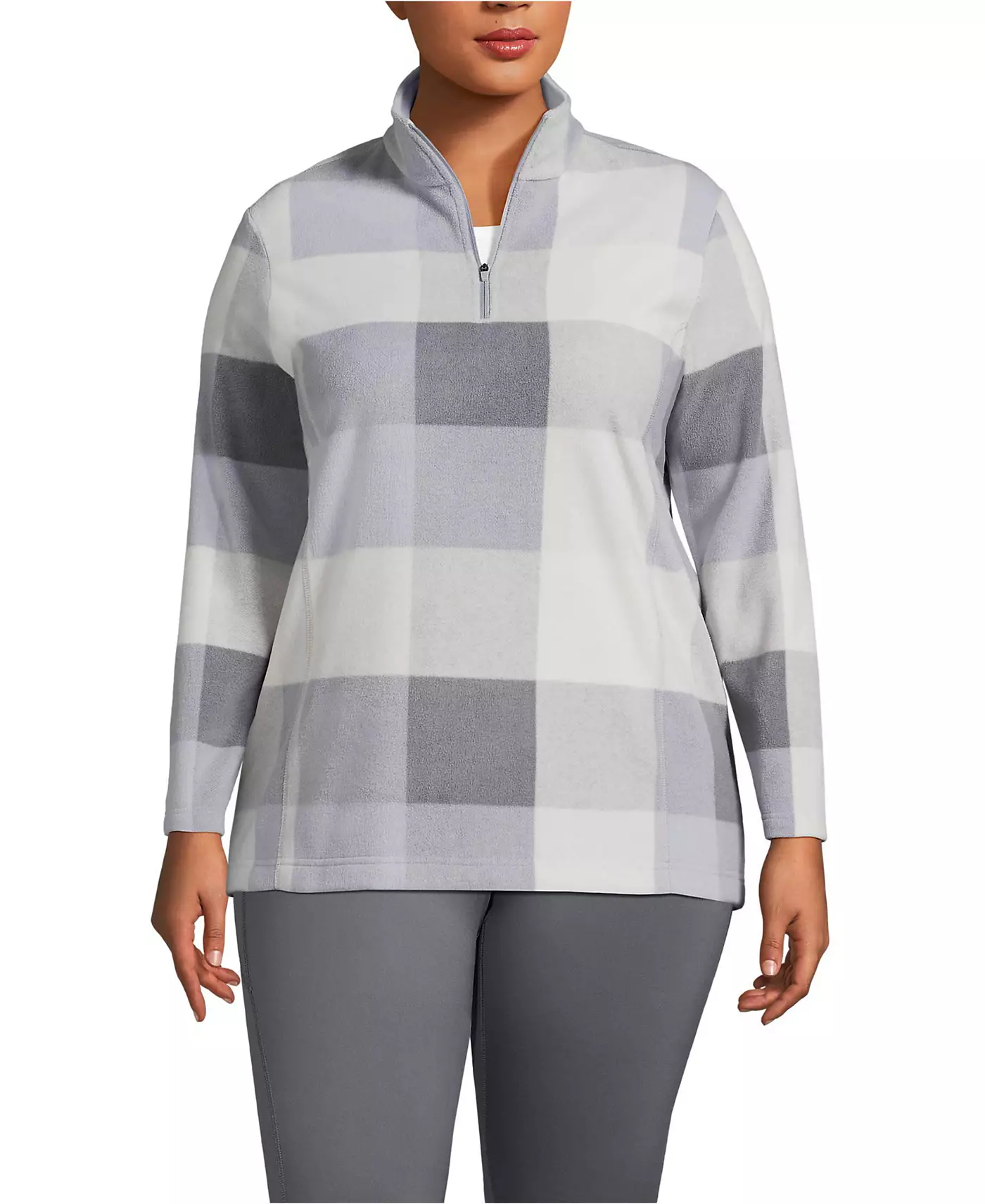 Женский пуловер Lands' End Plus Size Anyweather из флиса с застежкой-молнией на четверть оборота