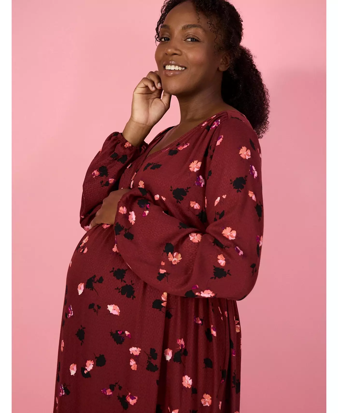 Материнство для беременных женское платье миди с длинным рукавом и пуговицами спереди для беременных - Материнство для беременных