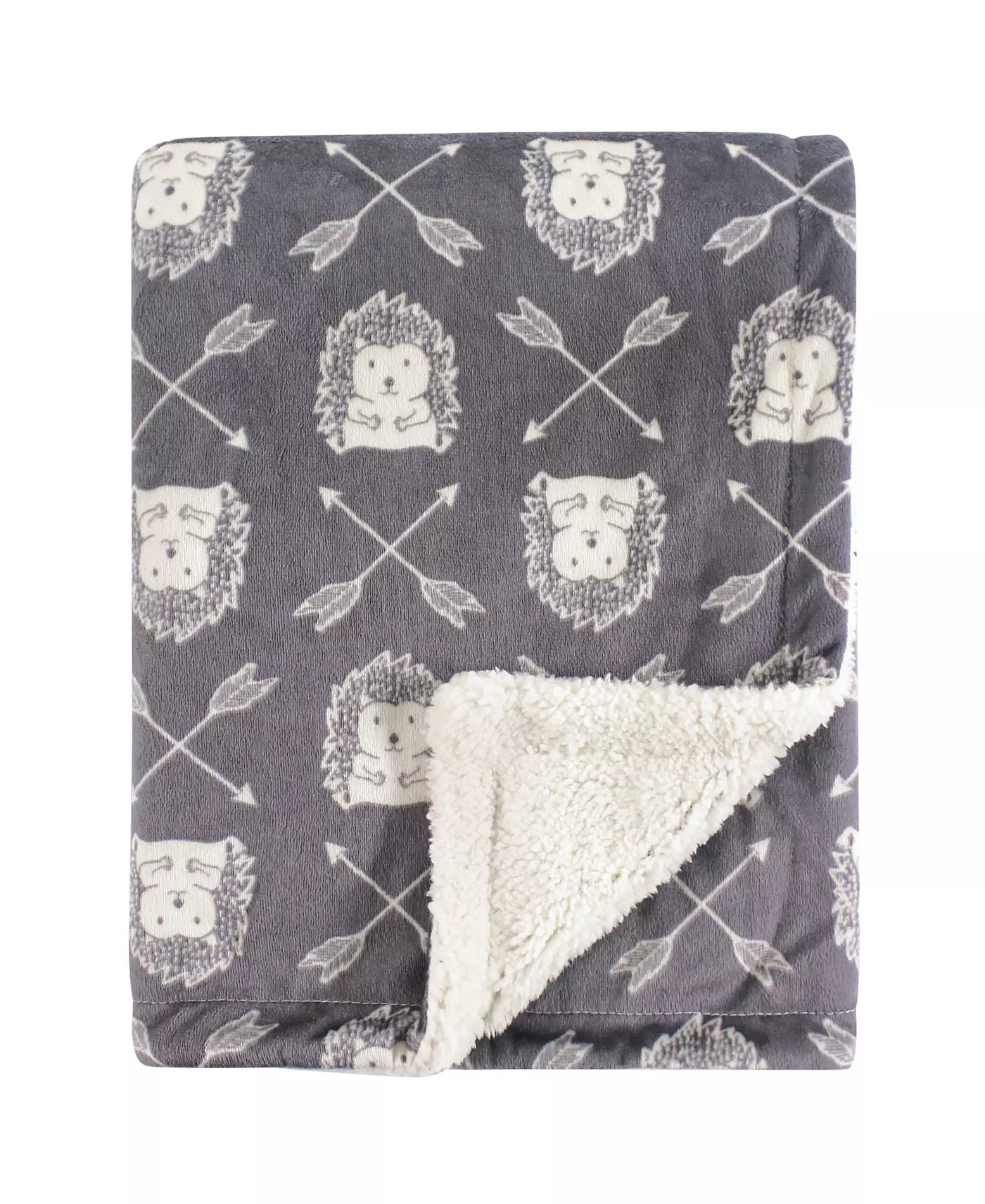 Плюшевое одеяло для мальчика Hudson Baby Infant с искусственной овчиной на спине, ёжик, один размер