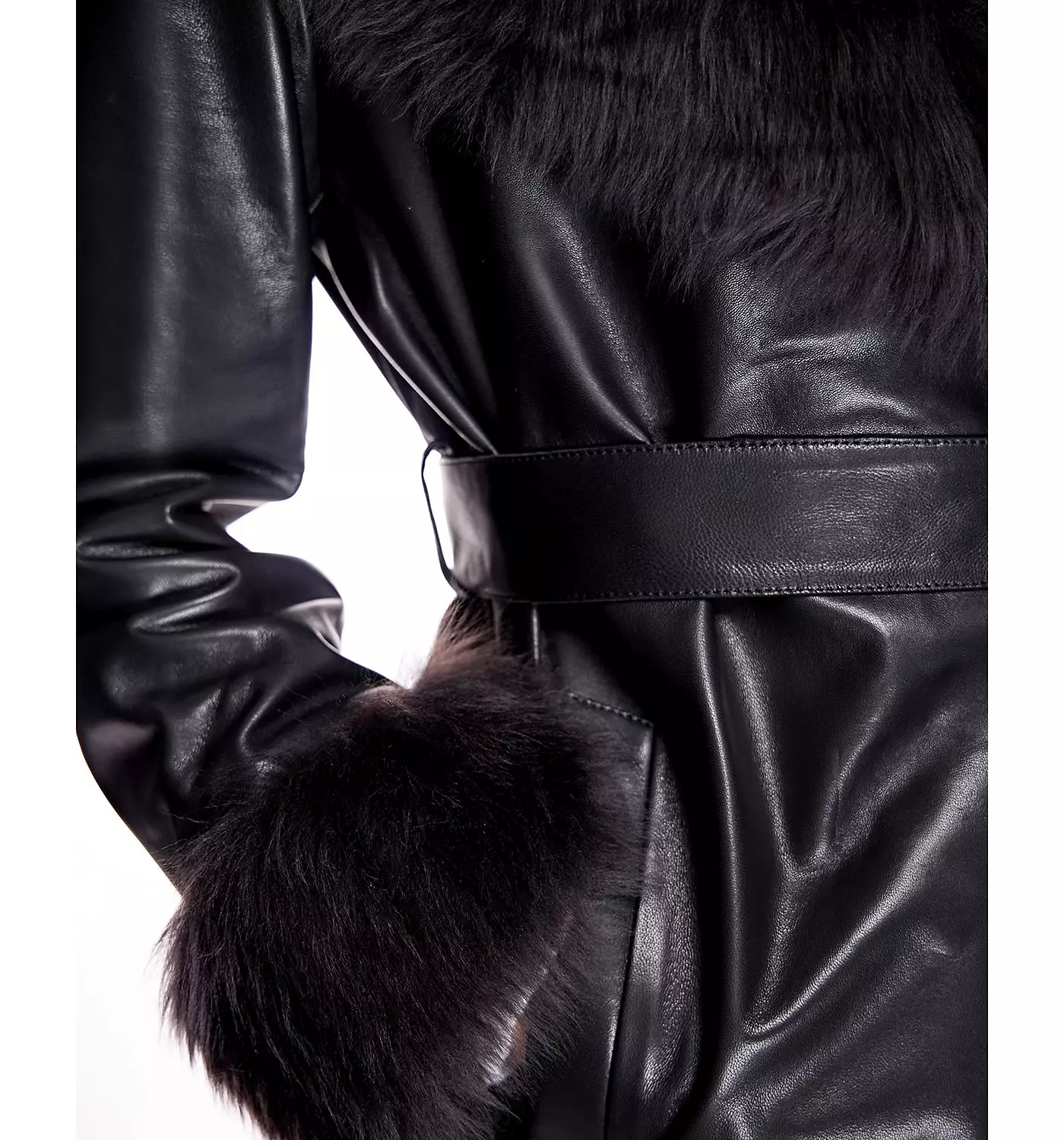 Женское пальто-халат Julia & Stella By Maximilian с отделкой из овчины