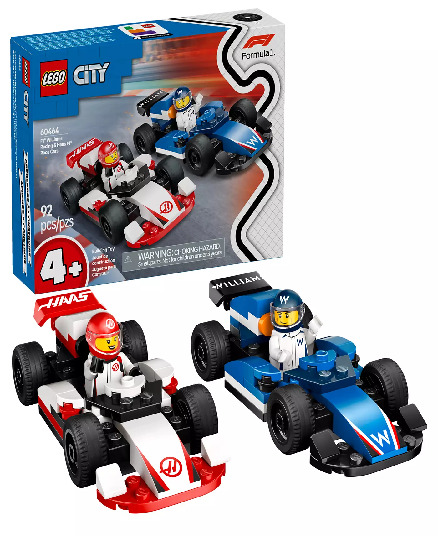 LEGO® City F1 Williams Racing и гоночные автомобили Haas F1, конструктор, 60464, 92 детали