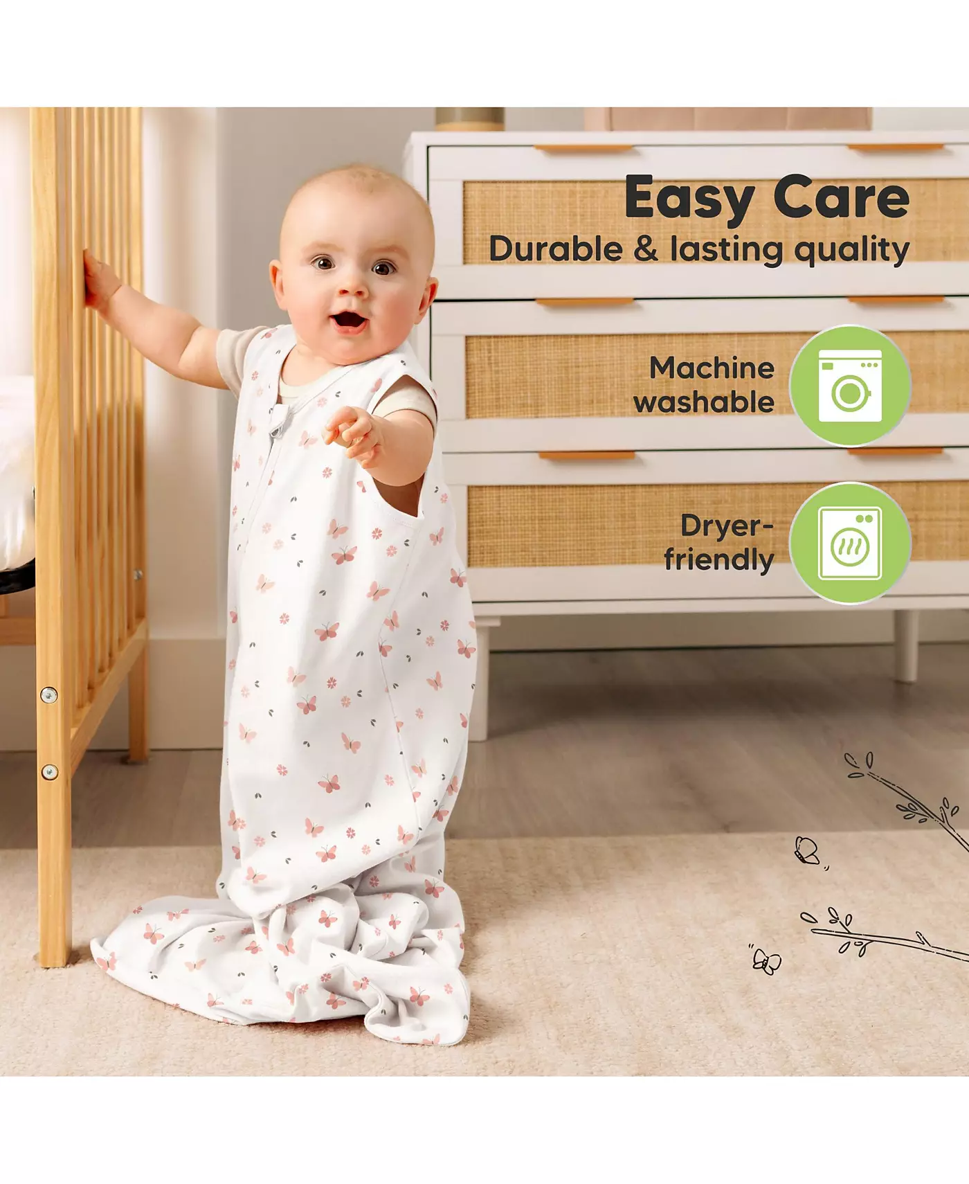 Комплект из 2 спальных мешков для малышей KeaBabies Snooze, хлопковое одеяло, мягкий спальный мешок для малышей, гладкая молния