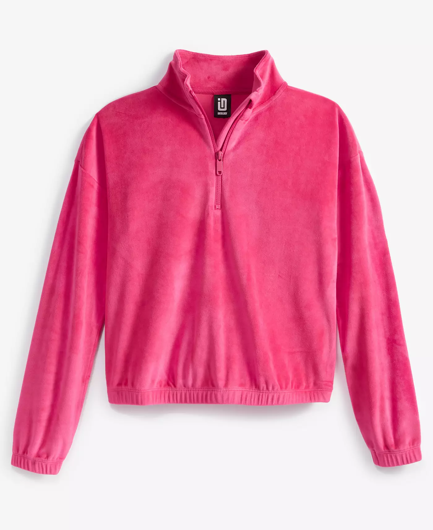 Велюровый топ ID Ideology Big Girls с застежкой-молнией на четверть, созданный для Macy's