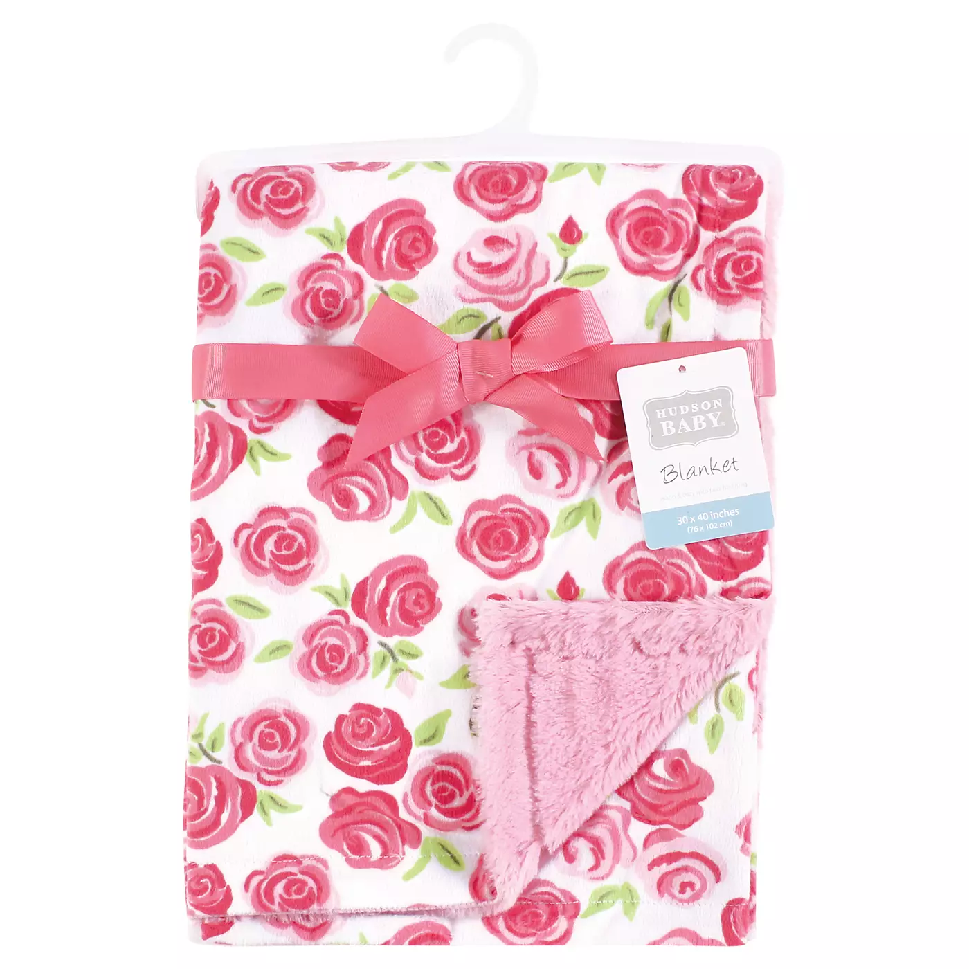 Мягкое одеяло Hudson Baby Girls с пушистой отделкой и спинкой, розовые розы, один размер
