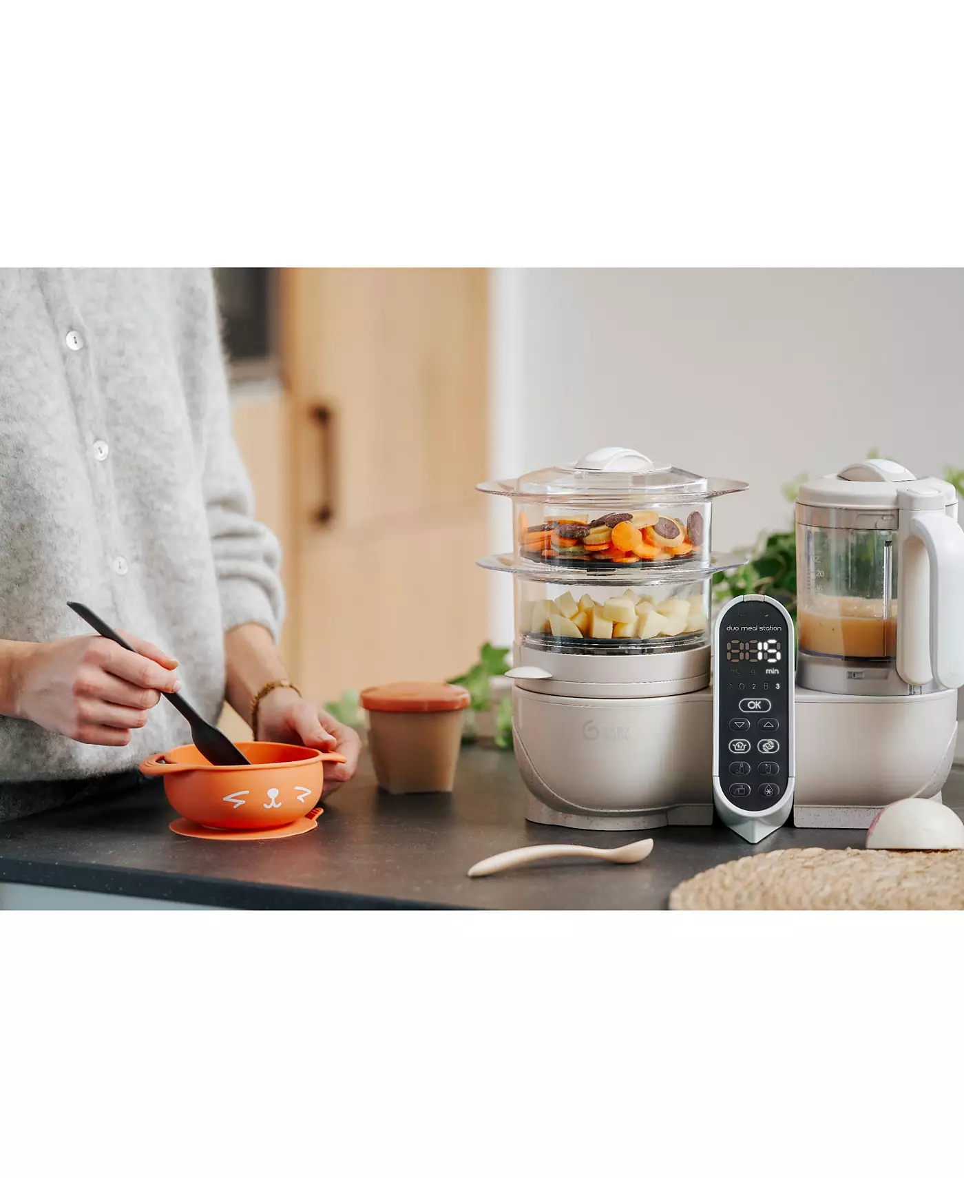 Babymoov Duo Meal Station Mineral с оттенком белого