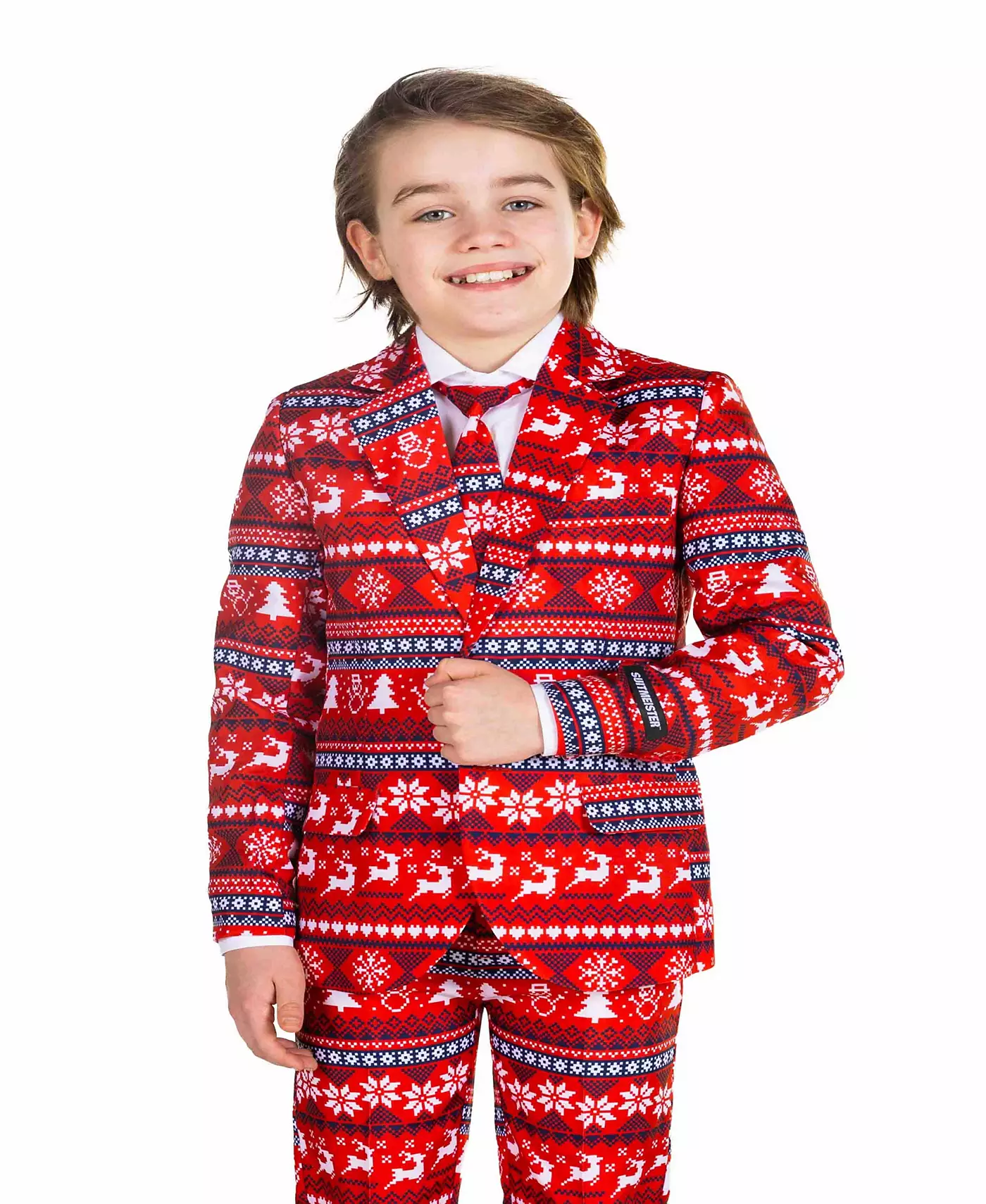 Suitmeister Little and Big Boys Christmas Nordic Pixel Red, комплект из 3 предметов