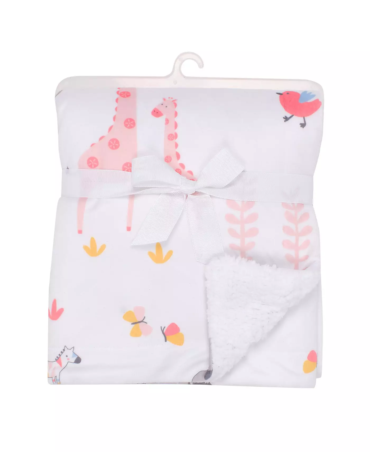 Мягкое детское одеяло Lambs & Ivy Jazzy Jungle White Fleece Safari Animals