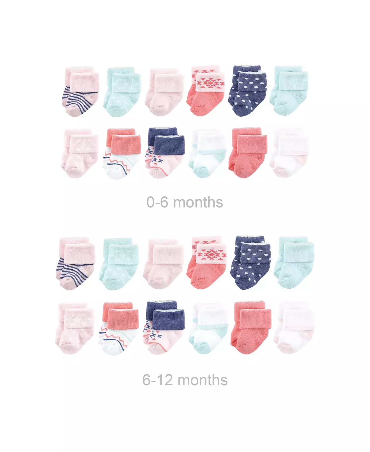 Носки Luvable Friends Baby Girls Grow with Me из хлопка и махровых тканей