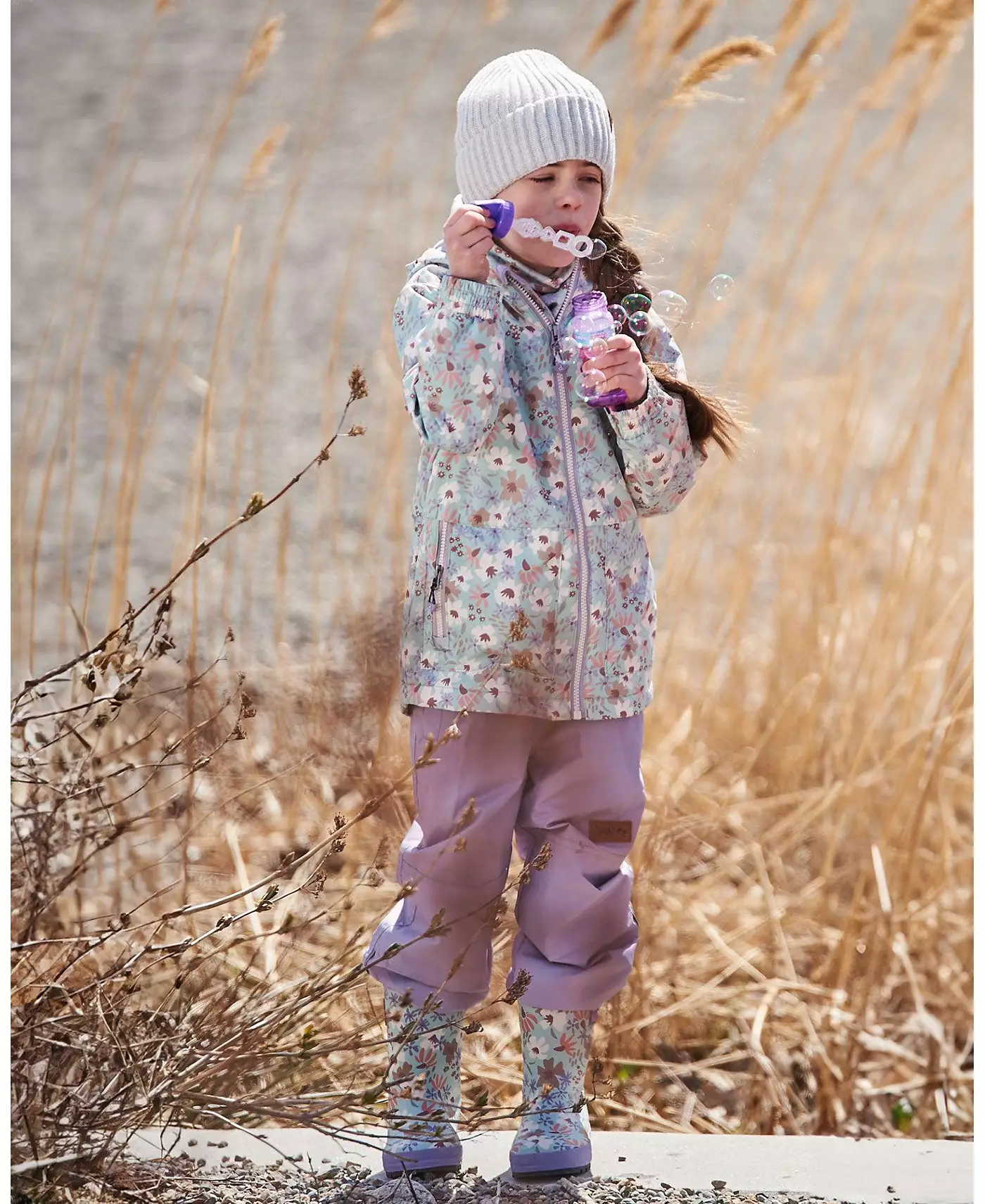 Deux par Deux Маленькие резиновые сапоги с принтом для девочек, маленькие белые цветы на бирюзовом и сиреневом цветах