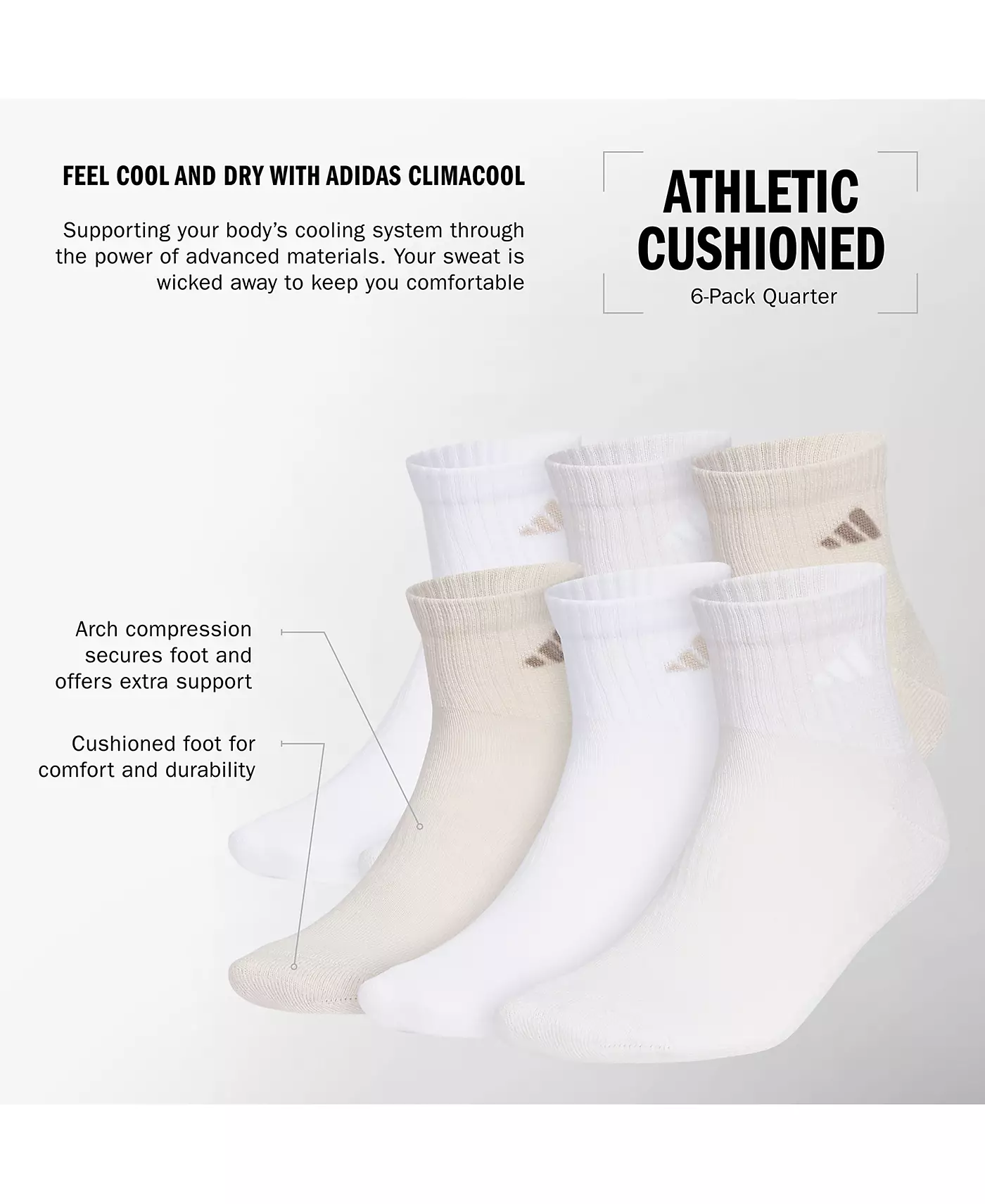 Мужские носки adidas 6pk. Логотип Quarter