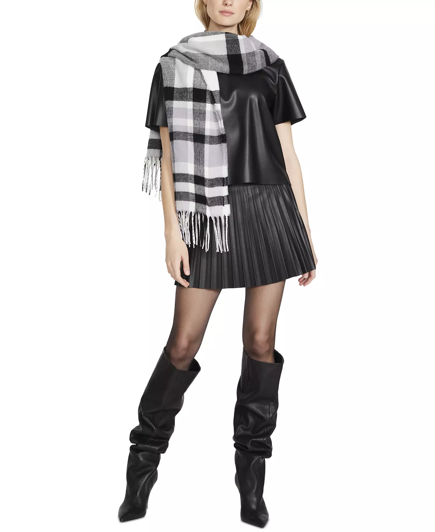 Женский клетчатый шарф Steve Madden Placement