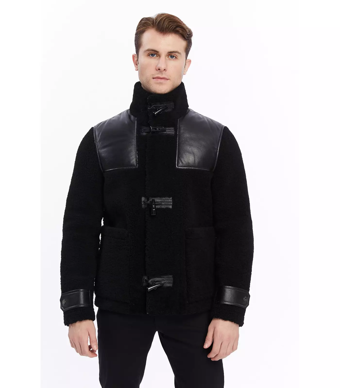 Мужская куртка Furniq UK из натуральной кожи, черная