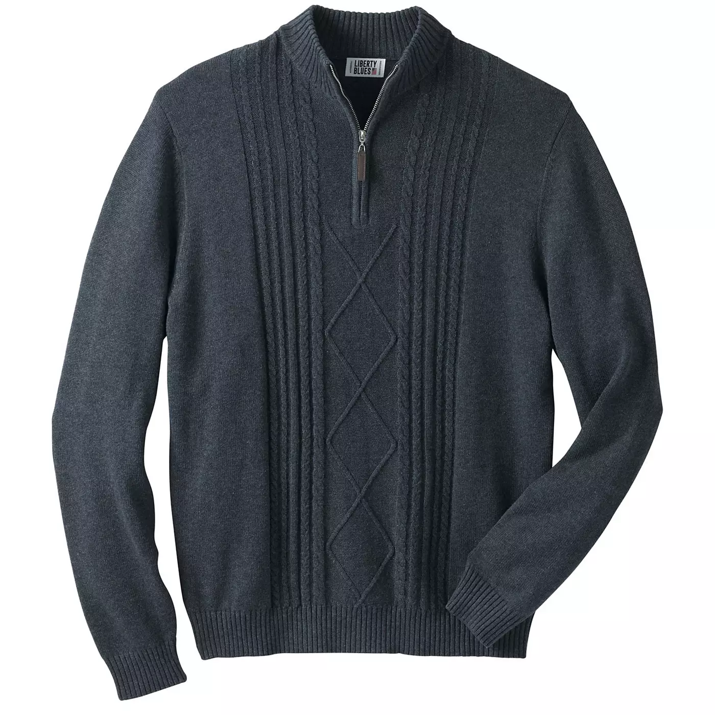 Свитер Liberty Blues Big & Tall от KingSize Shoreman's Quarter Zip Cable Knit