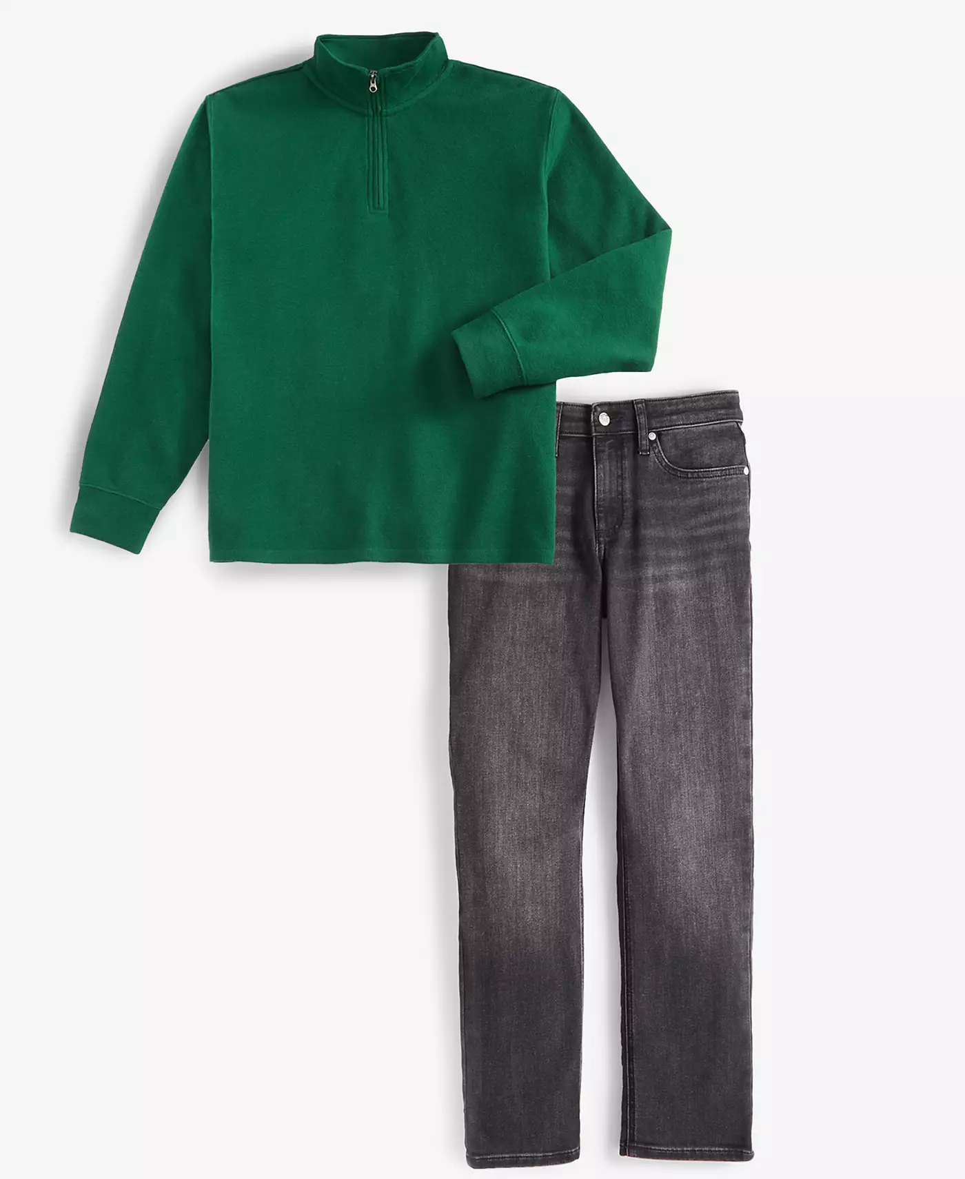 Рубашка Epic Threads Little & Big Boys с застежкой-молнией на четверть длины и облегающие джинсы Brooklyn, созданные для Macy's