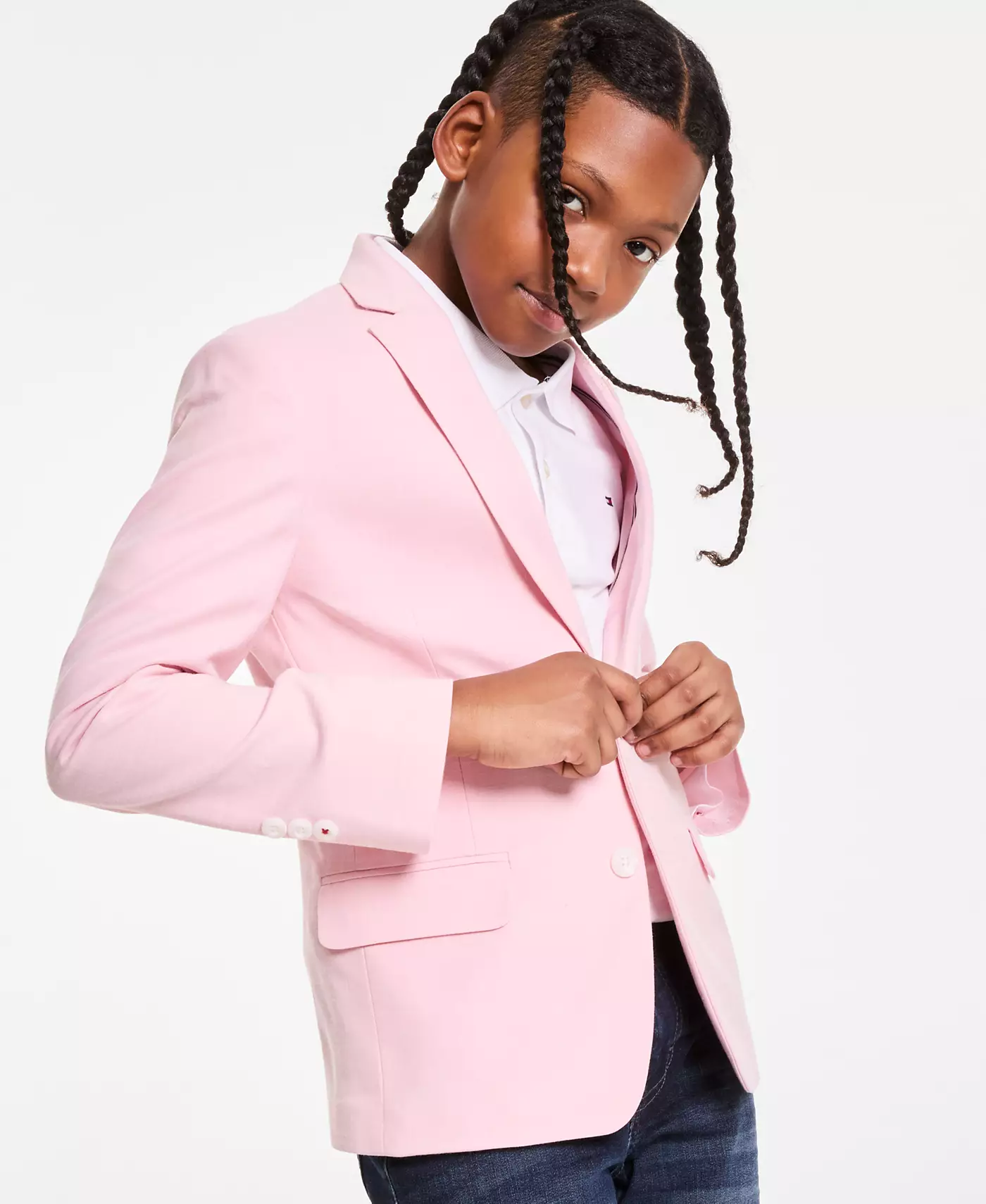 Спортивное пальто Tommy Hilfiger Big Boys Stretch с льняным эффектом, рубашка-поло с воротником-стойкой и джинсы прямого кроя Stretch