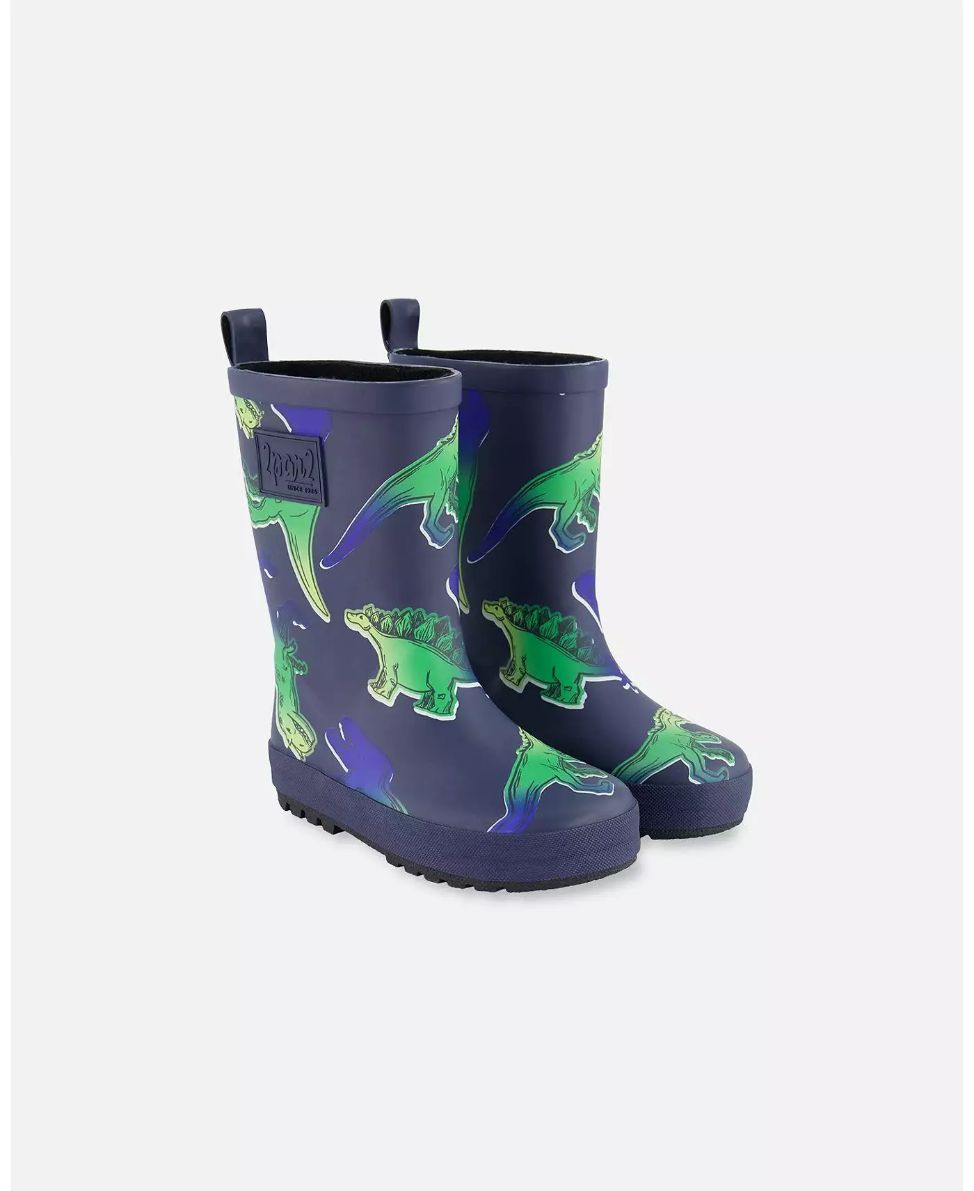 Deux par Deux Little Boys Printed Rain Boots Blue And Green Dino On Navy