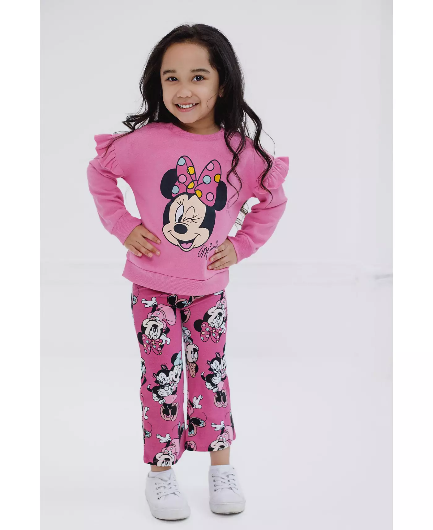 Комплект одежды из флиса с изображением Минни Маус и расклешенных леггинсов для девочек с Микки Маусом