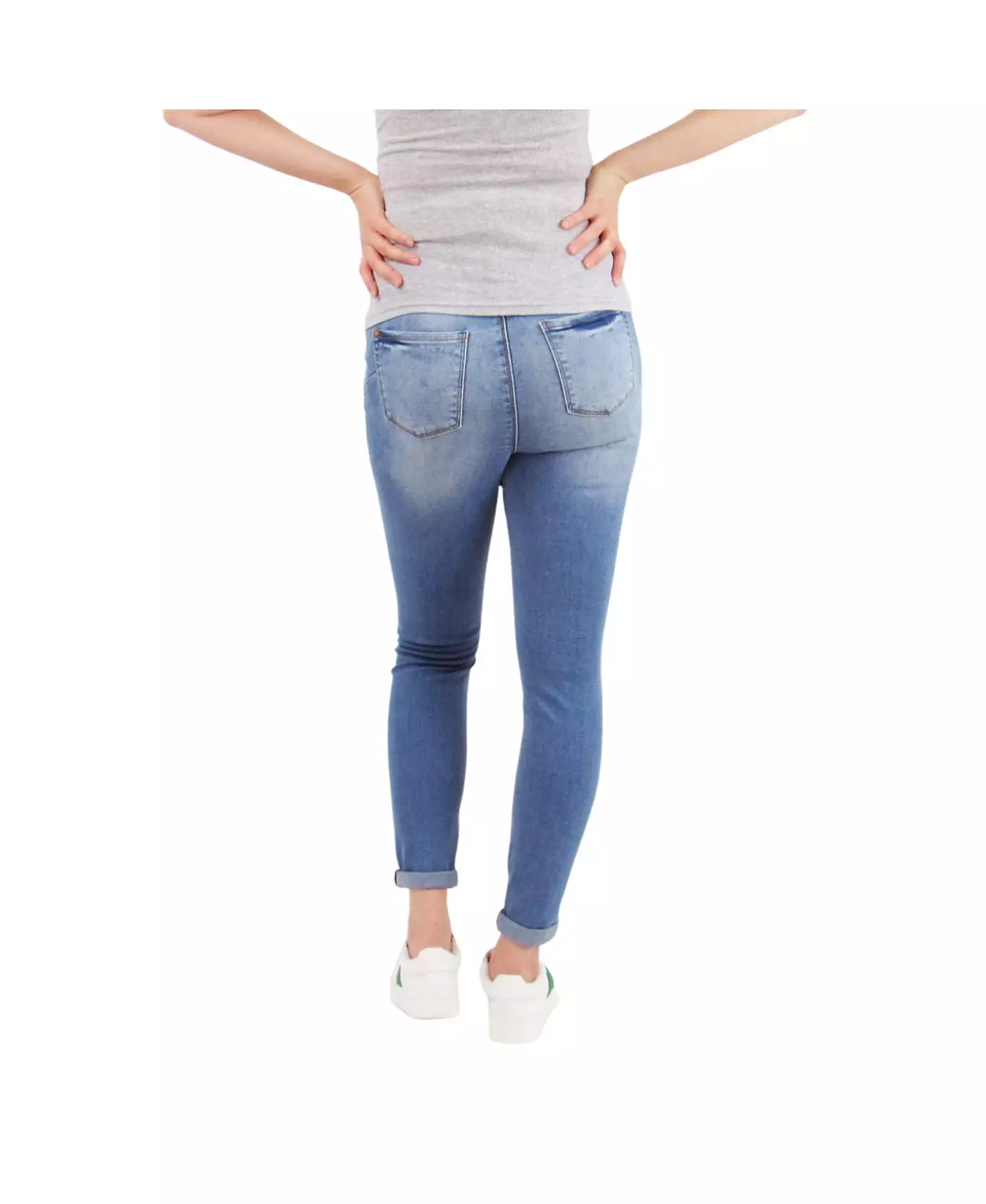 Джинсы для беременных Indigo Poppy Light Wash Butt Lifter с потертостями и поясом для живота