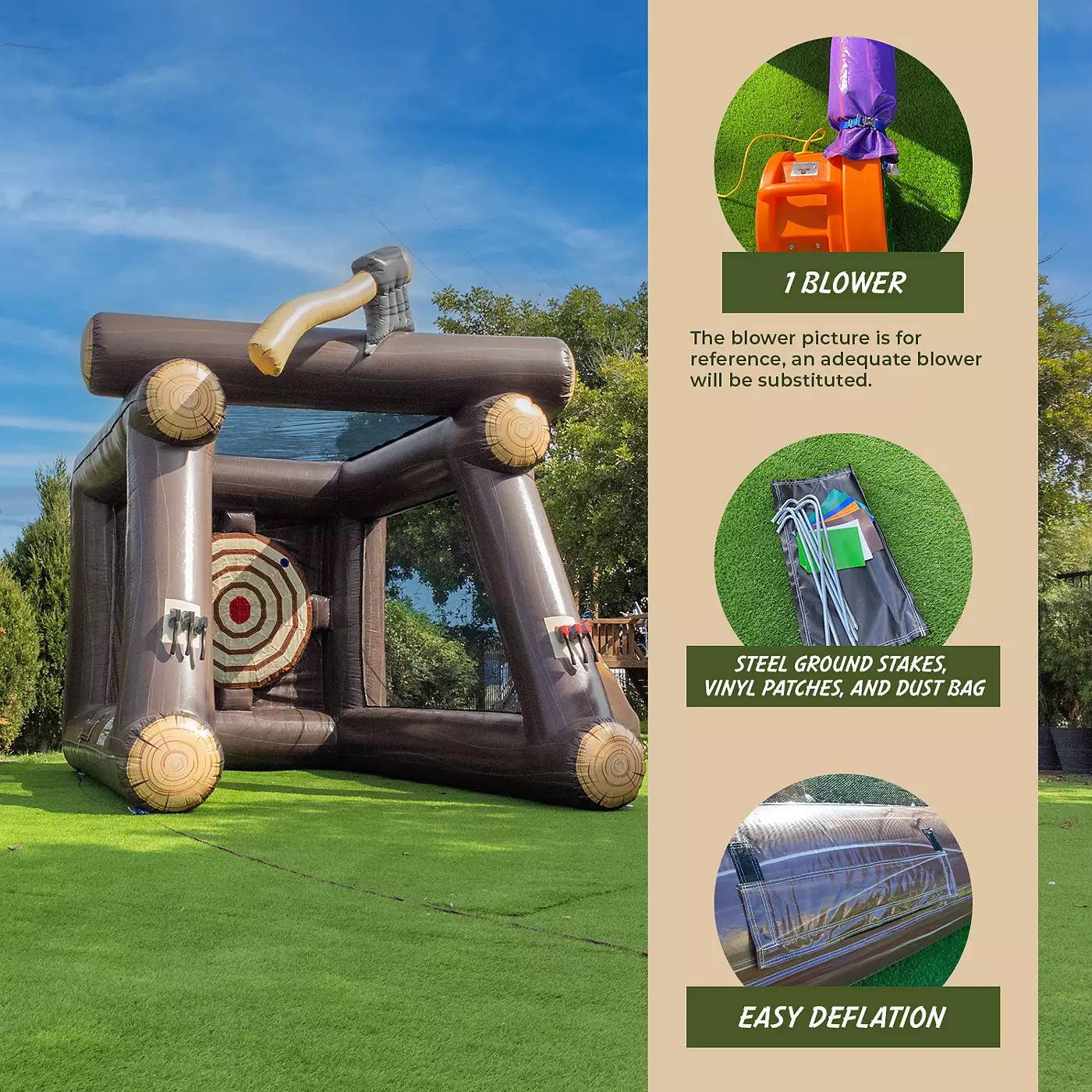 Xjump Axe метательная мишень для игры надувная (с воздуходувкой и пенопластовыми топорами)