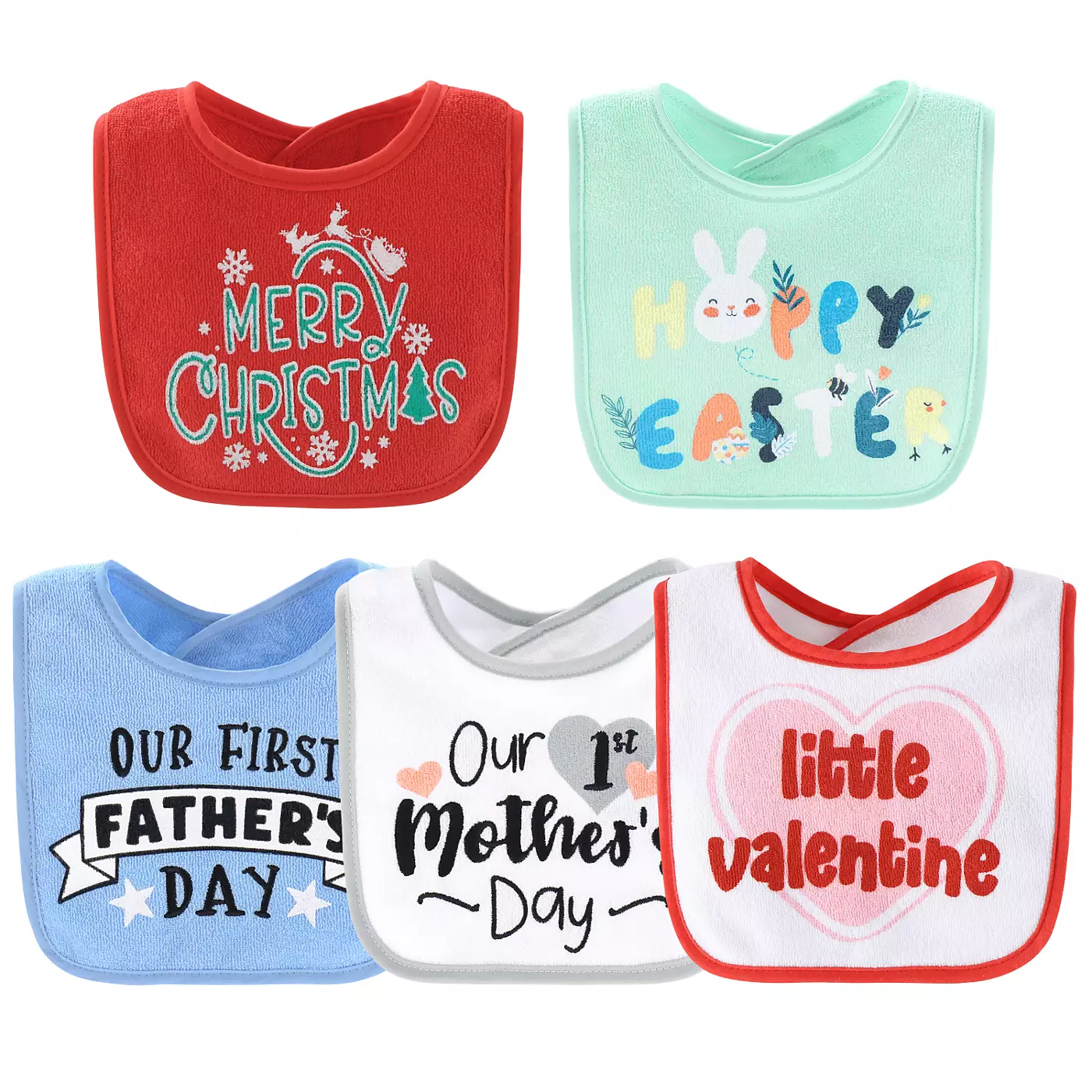 The Peanutshell New Holiday Terry Baby Bib Set 10 Pack Set для мальчиков и девочек