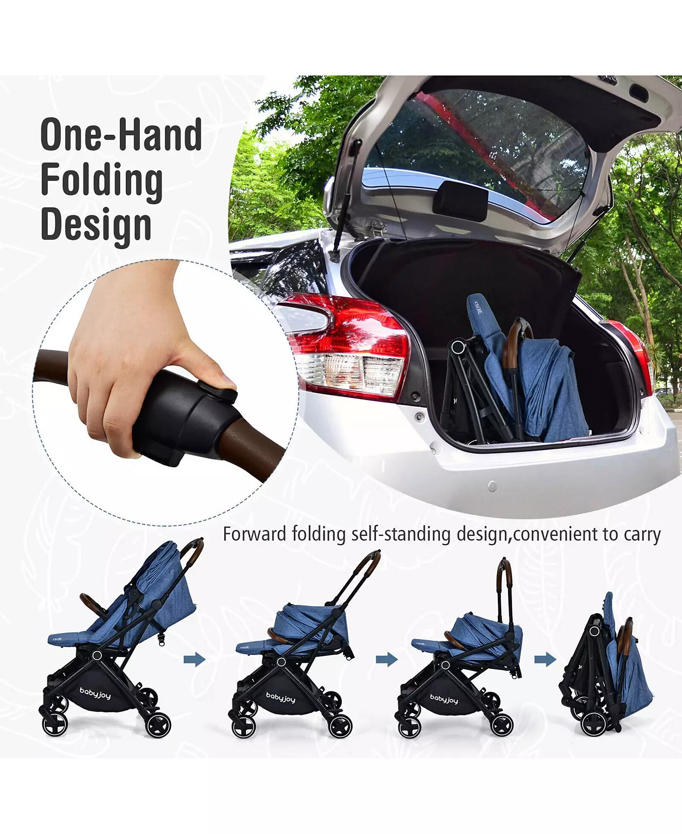 Детская коляска Gymax 2-в-1, алюминиевая, с регулируемым навесом