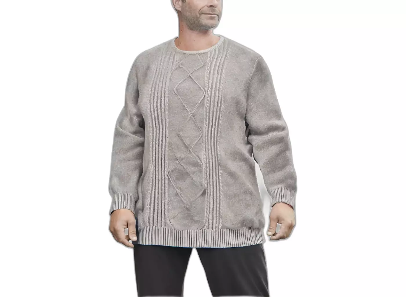 Свитер Liberty Blues Big & Tall от KingSize с круглым вырезом и косой вязкой