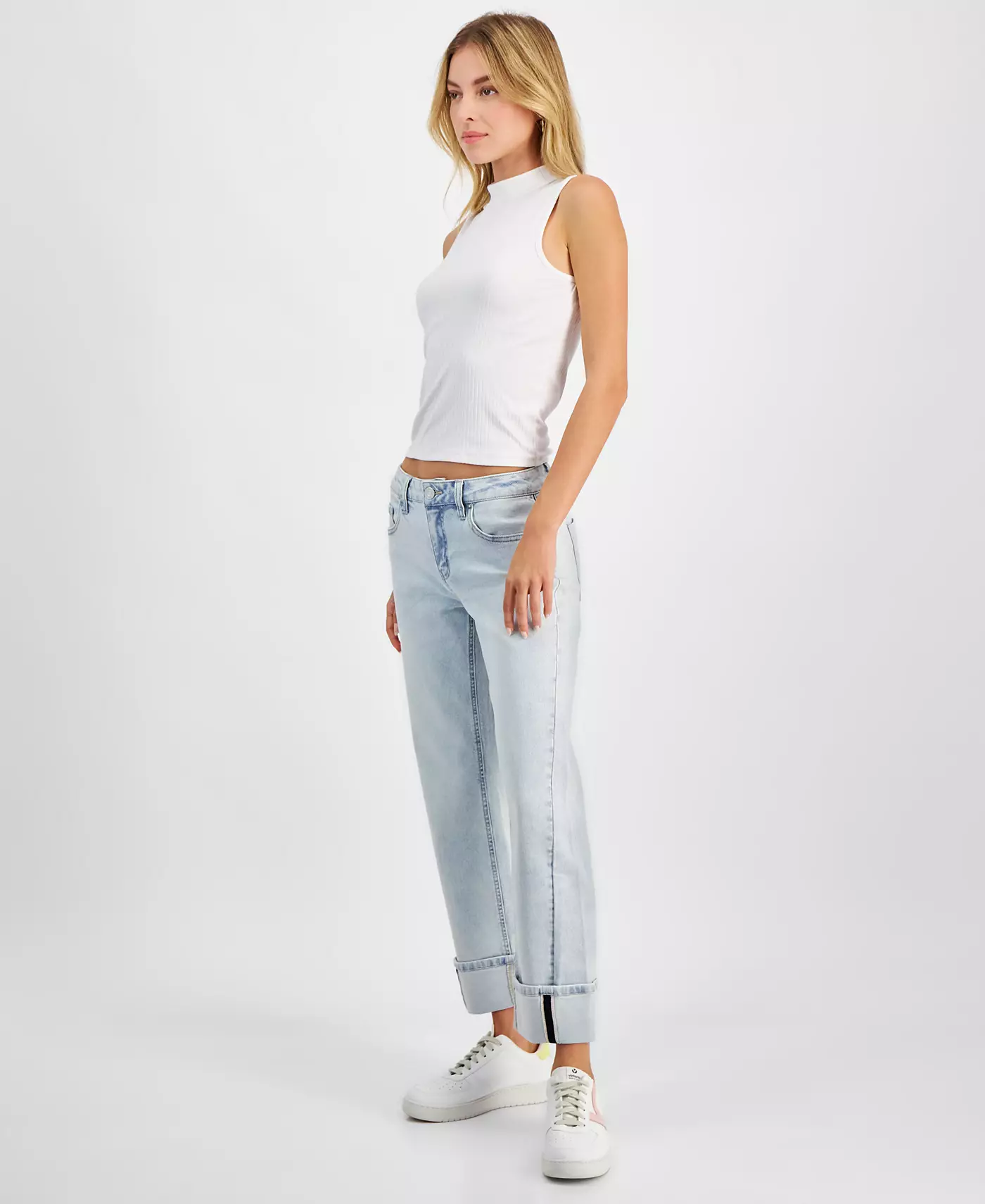 Джинсы-капри Indigo Rein Juniors с выцветшими манжетами и средней посадкой