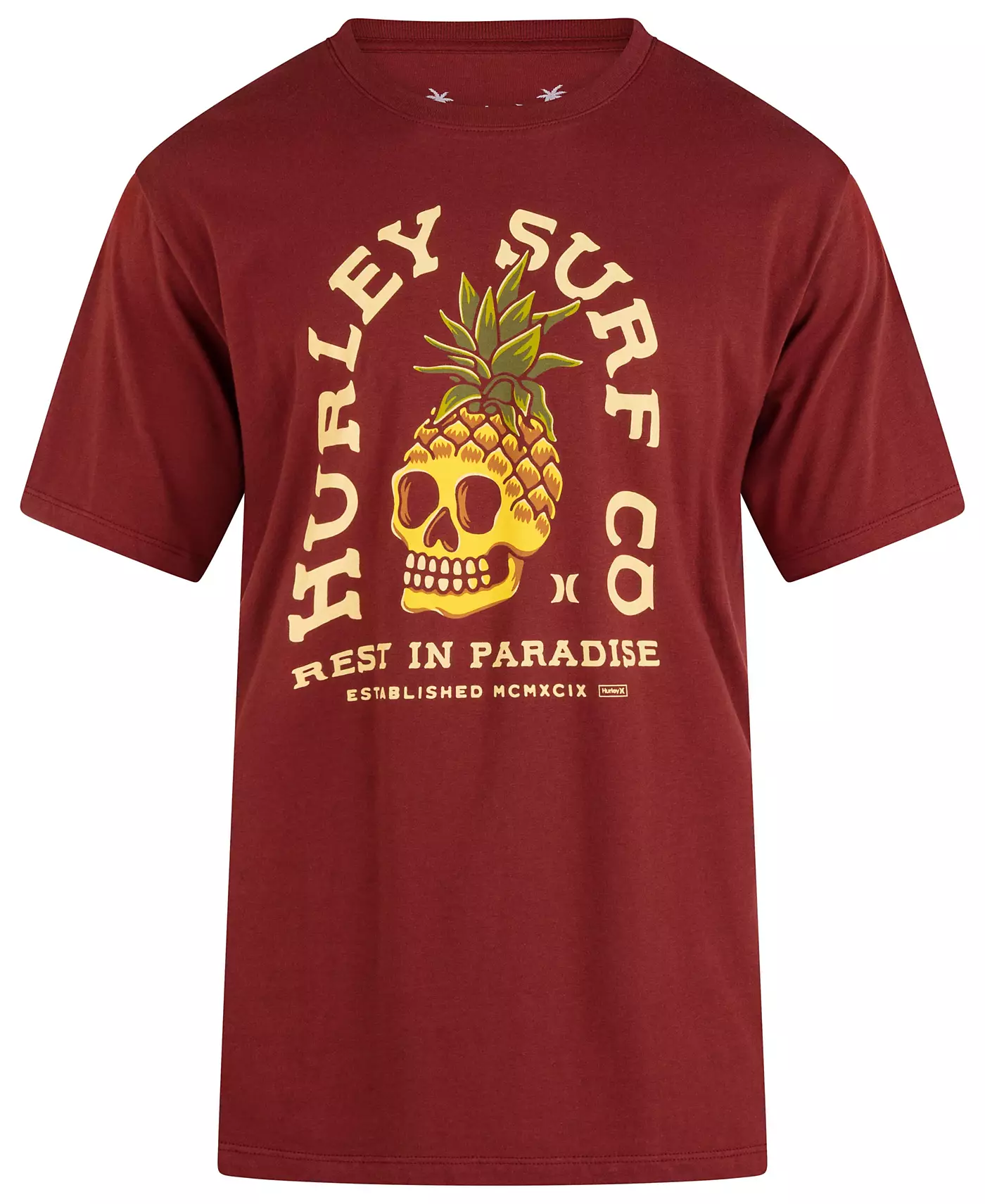 Мужская футболка Hurley Everyday с коротким рукавом и принтом ананаса и черепа