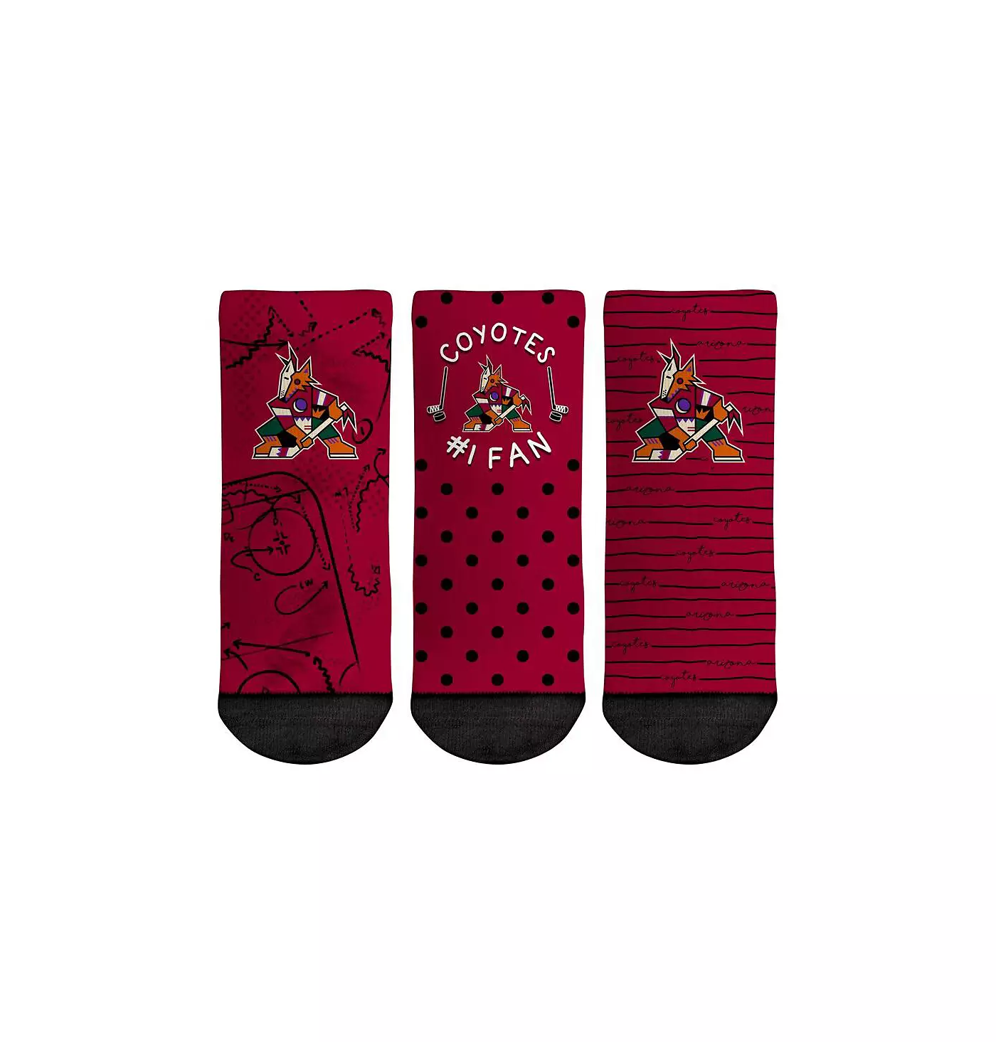 Носки Rock 'Em для малышей, мальчиков и девочек, Rock Em, Arizona Coyotes #1, комплект из 3 пар носков для фанатов