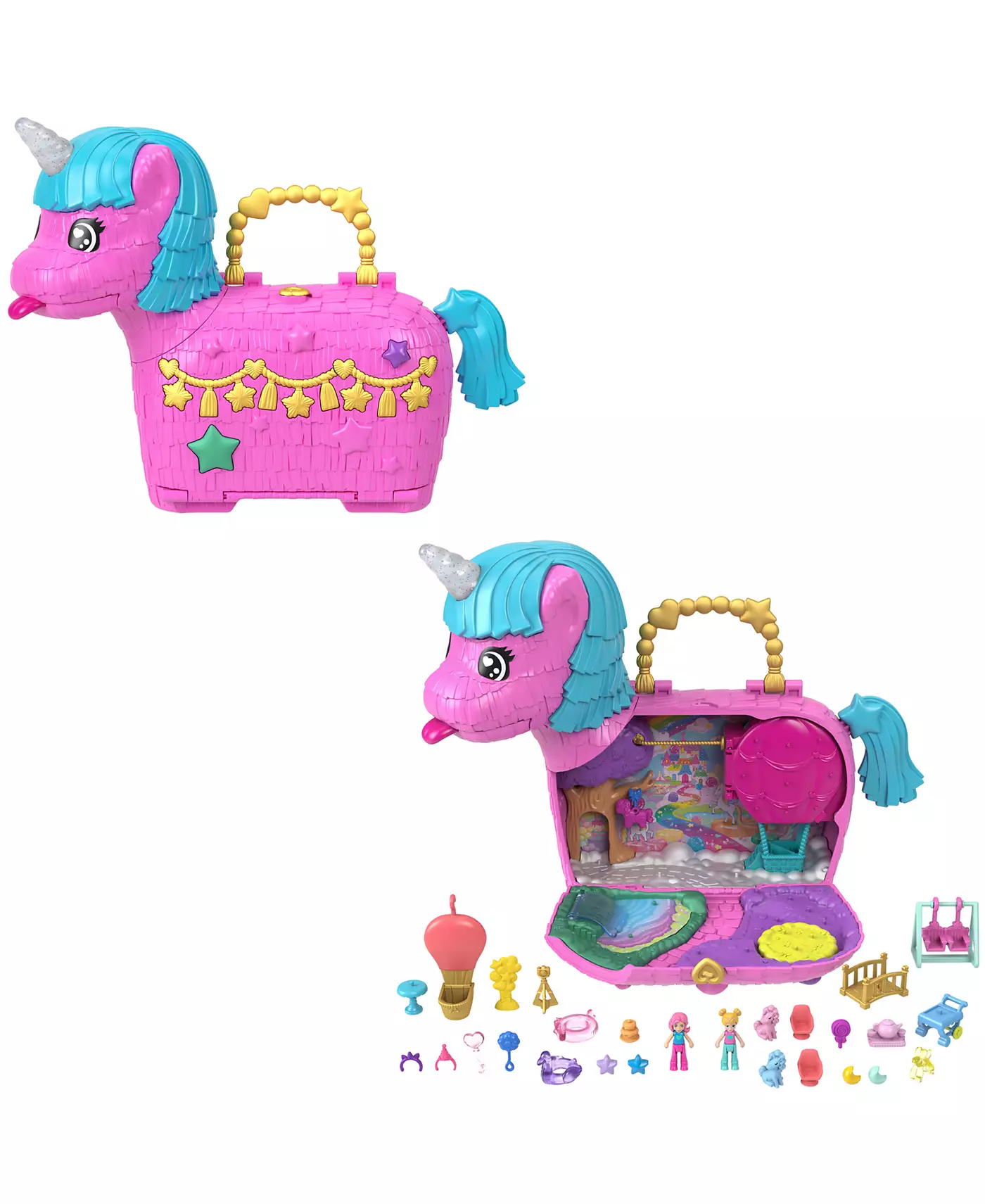 Игровой набор Polly Pocket Unicorn Partyland с 2 микрокуклами