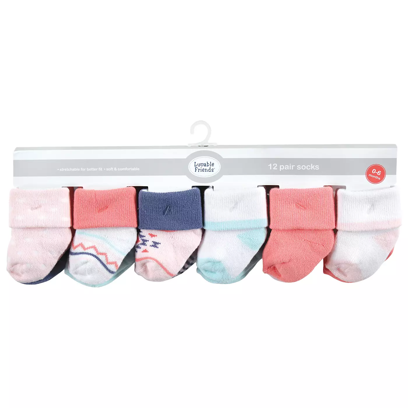 Носки Luvable Friends Baby Girls Grow with Me из хлопка и махровых тканей