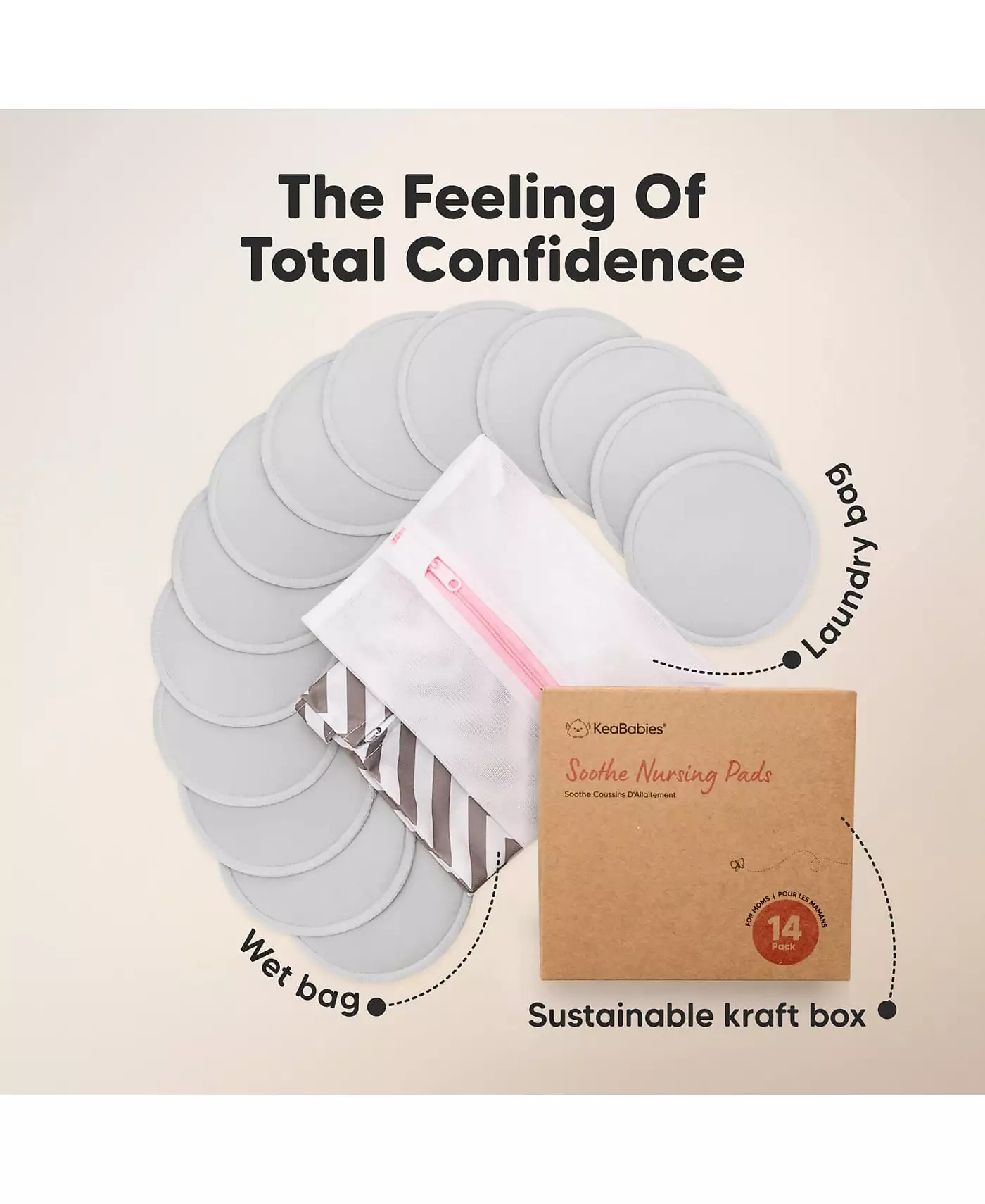 KeaBabies Maternity 14 упаковок успокаивающих многоразовых прокладок для кормления грудью, 4-слойные органические прокладки для груди, моющиеся прокладки для сосков