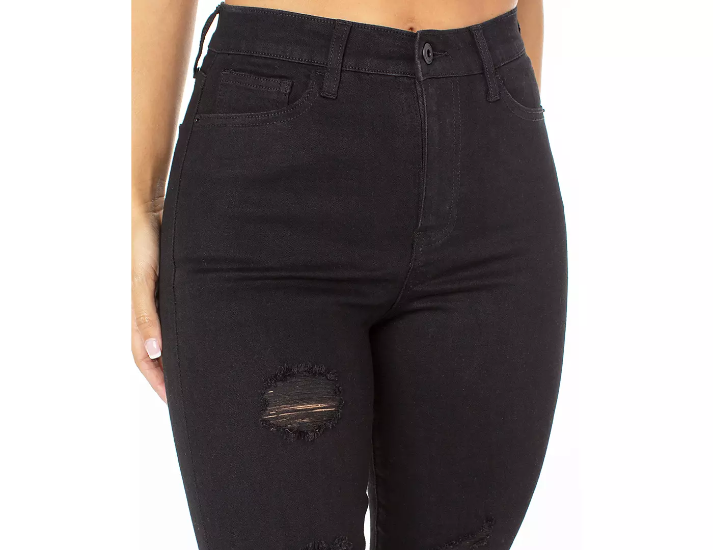 Джинсы-скинни Celebrity Pink Juniors с высокой посадкой и потертостями Curvy