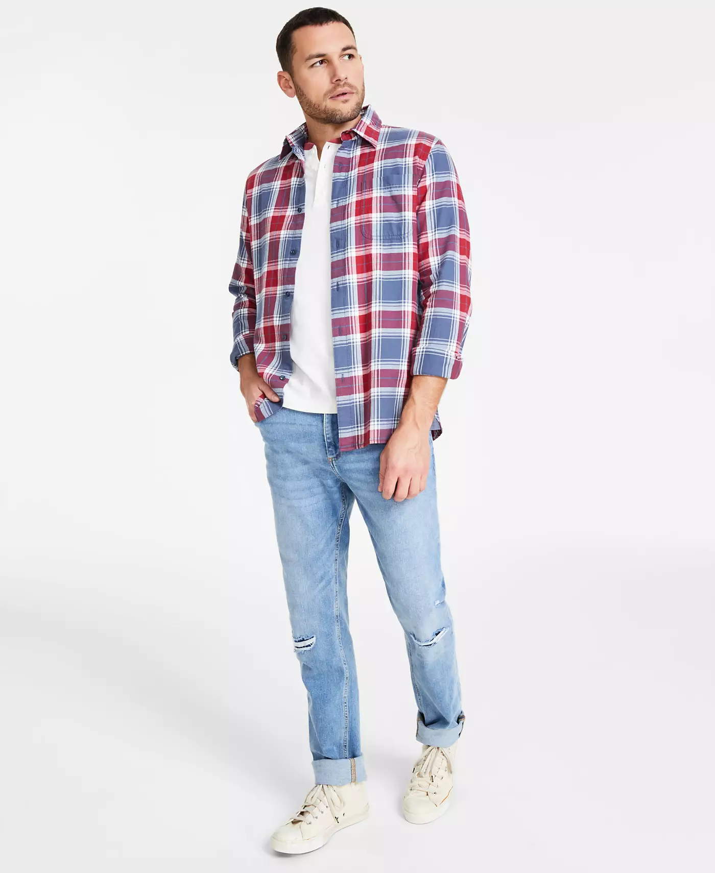 Мужские рваные джинсы Sun + Stone Melbourne Slim-Fit, созданные для Macy's