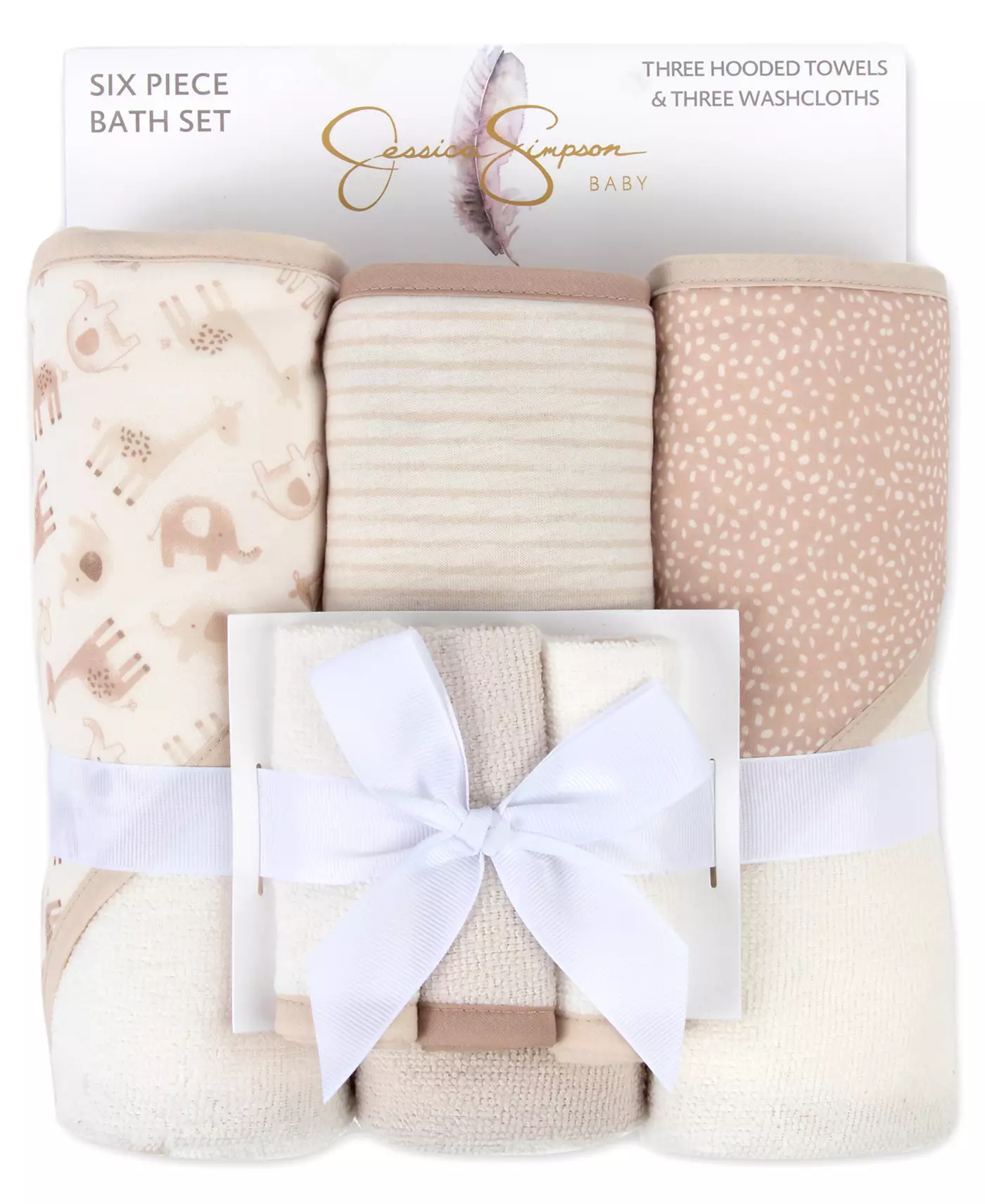 Полотенце с капюшоном и мочалка для мальчиков Jessica Simpson Baby, комплект из 6 предметов