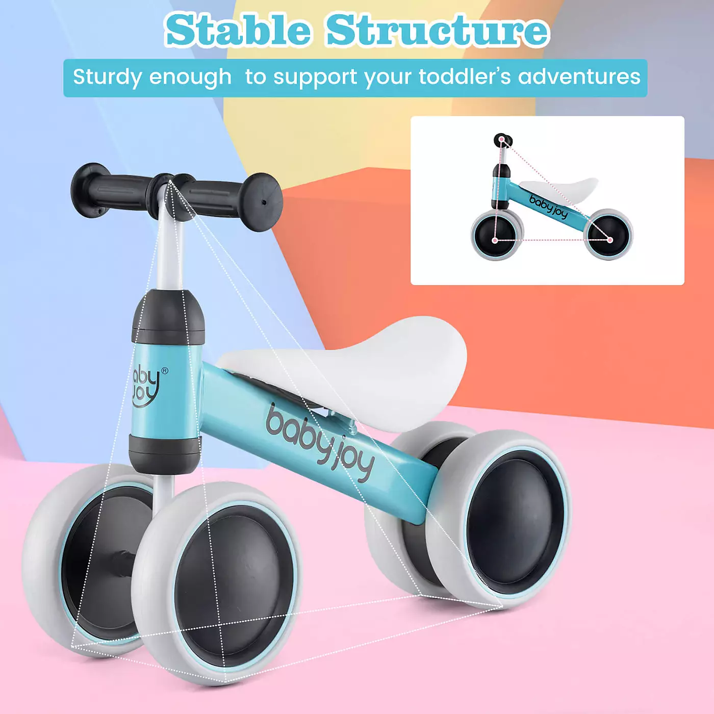 Costway 4-х колесный детский беговел детский ходунки без педалей