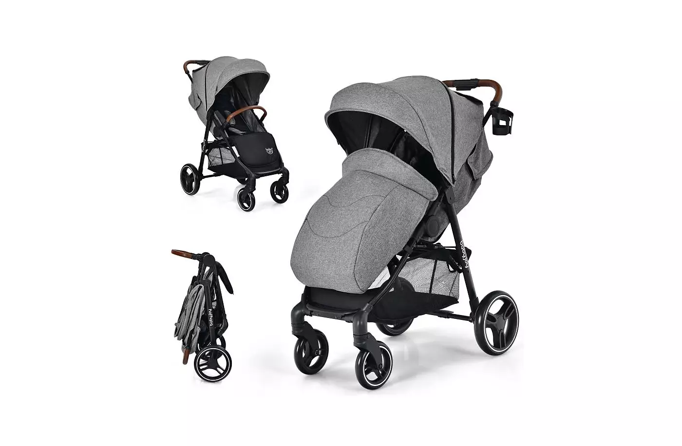 Детская коляска Slickblue Kids с 5-точечным ремнем безопасности, легким весом, чехлом для ног и регулируемой спинкой