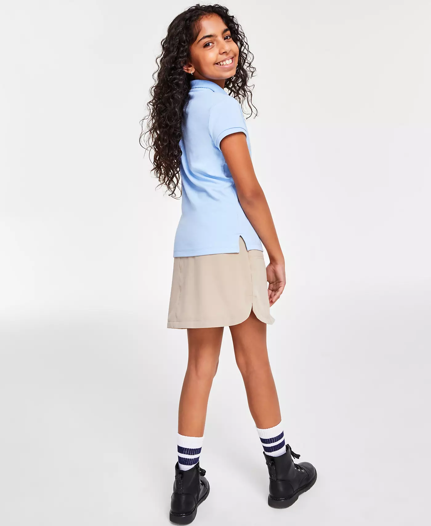 Nautica Big Girls Uniform с коротким рукавом, рубашка-поло Interlock и шорты для скутера Performance