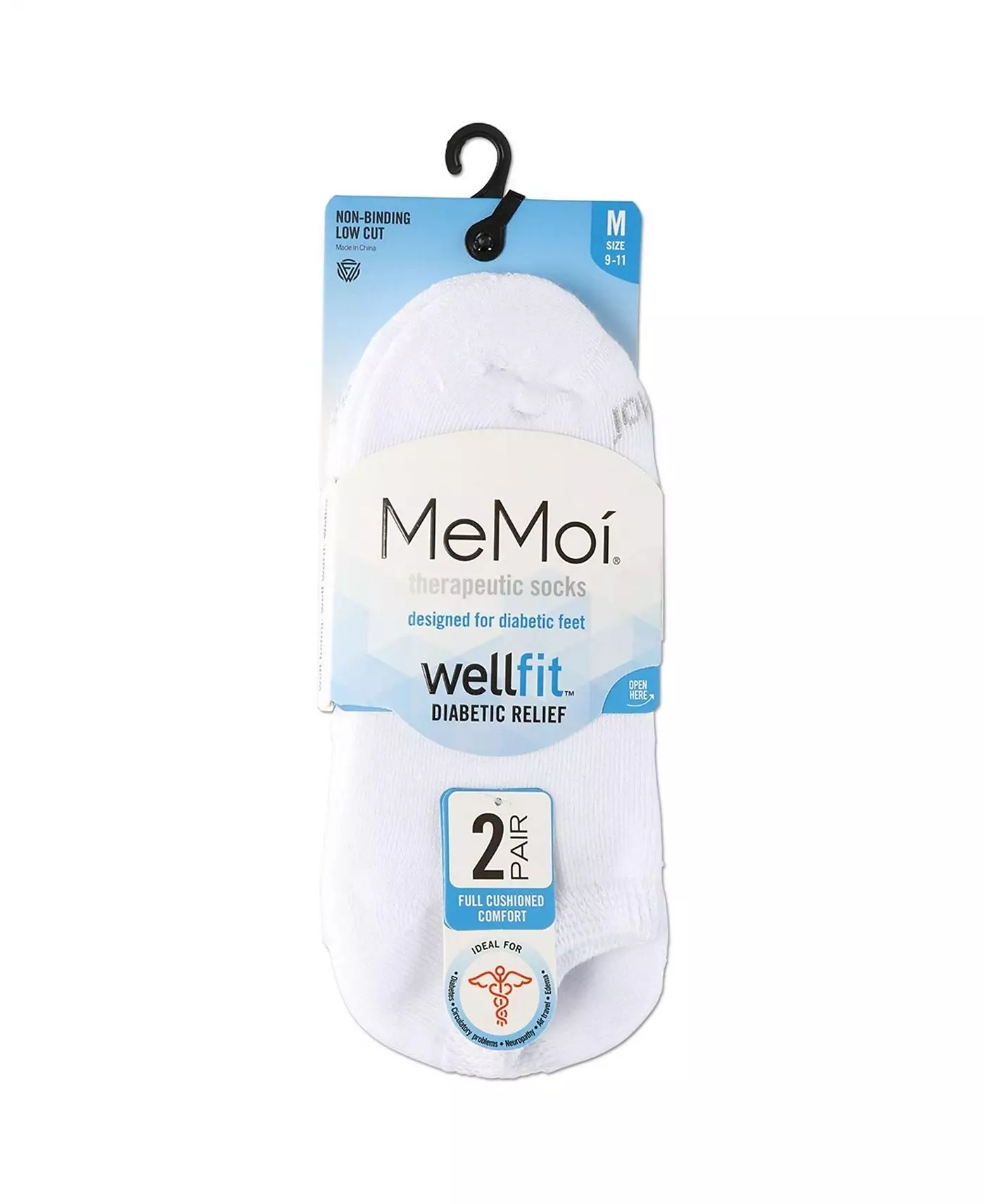 Мужские носки MeMoi Unisex Diabetic Full Cushion Low Cut, упаковка из 2 шт.