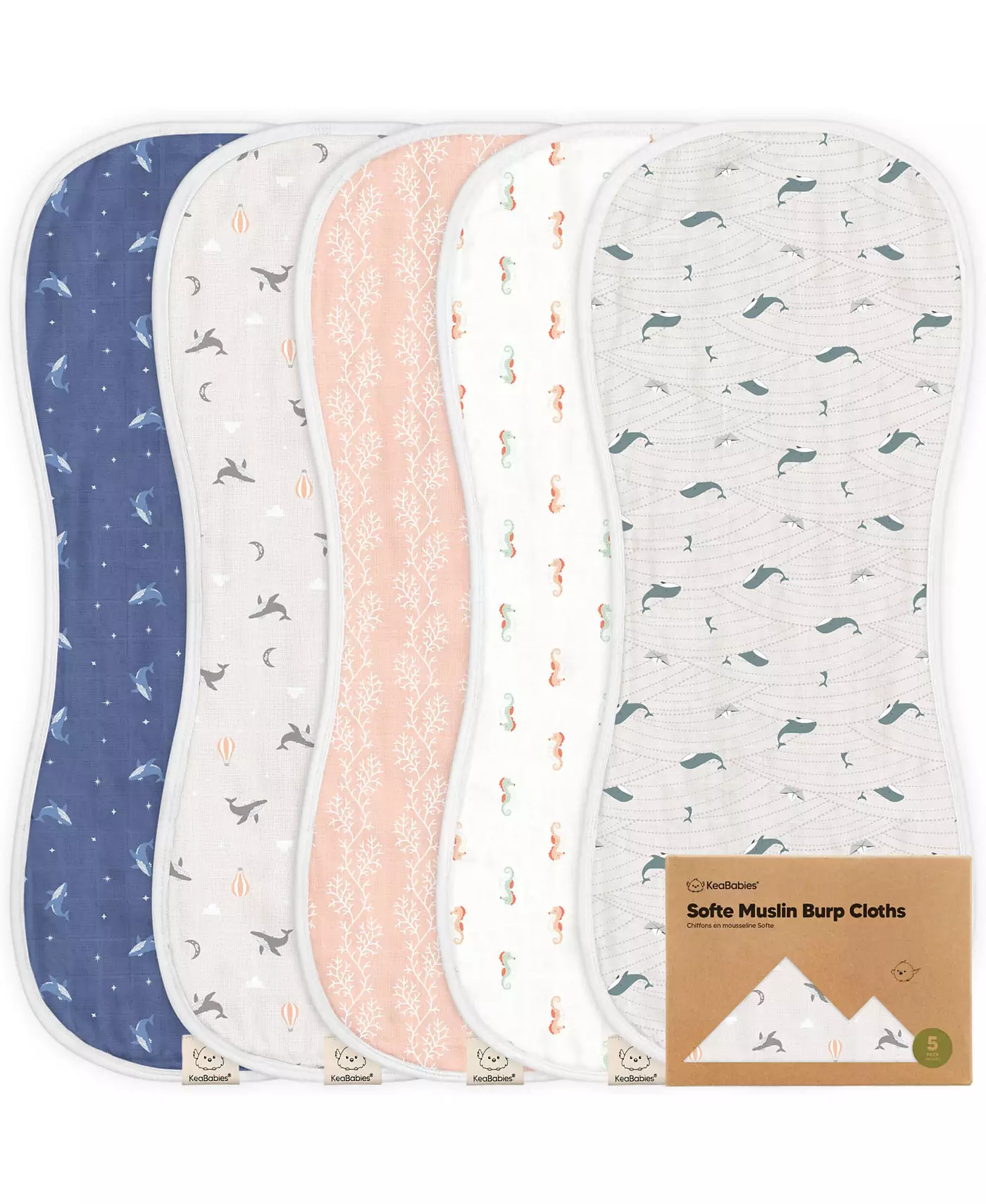 KeaBabies 5 упаковок мягких муслиновых пеленок для срыгивания для девочек и мальчиков, пеленки для срыгивания для младенцев, детская одежда для срыгивания