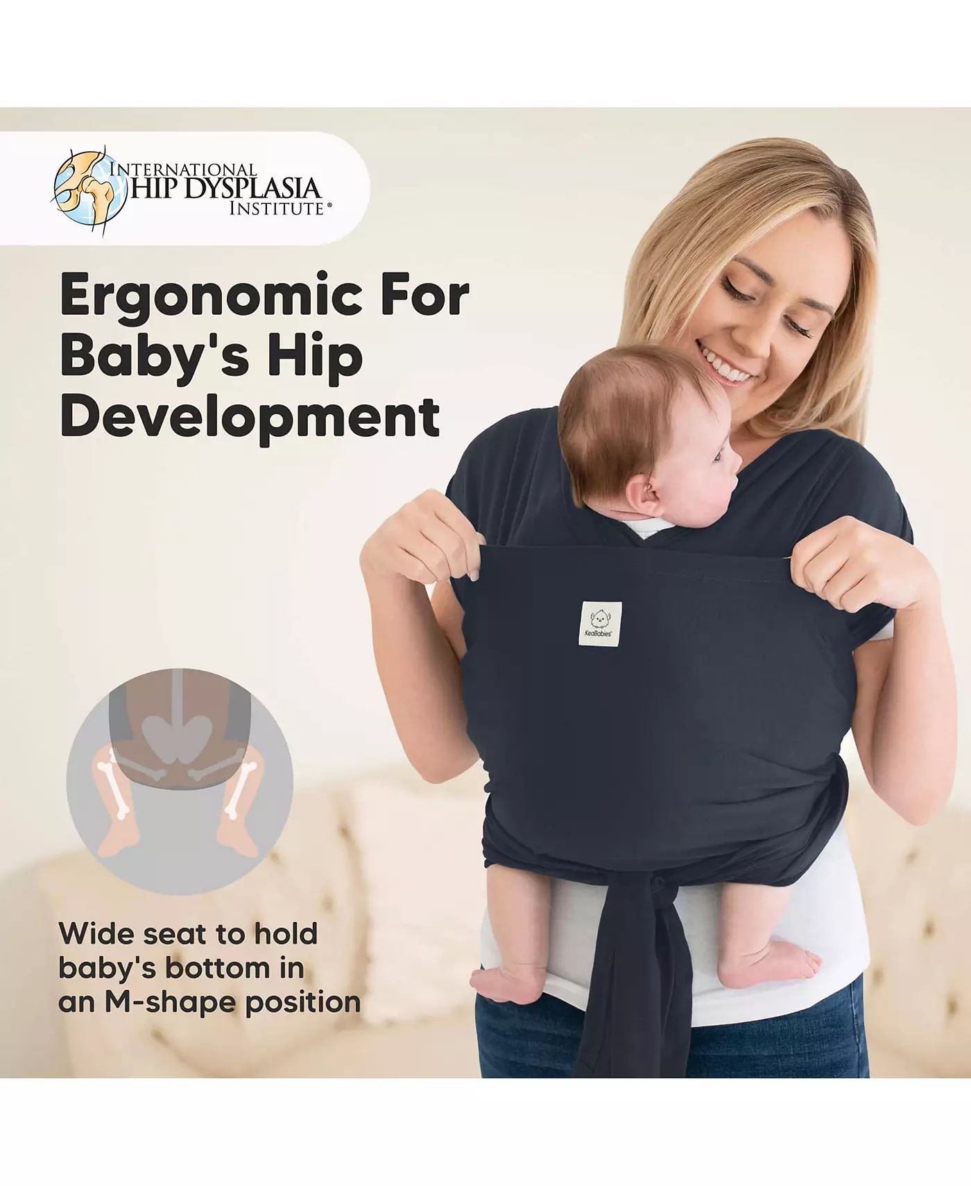 Переноска-кенгуру KeaBabies D-Lite Baby Wrap, регулируемая переноска, слинг для новорожденных, младенцев, малышей весом 7–44 фунта