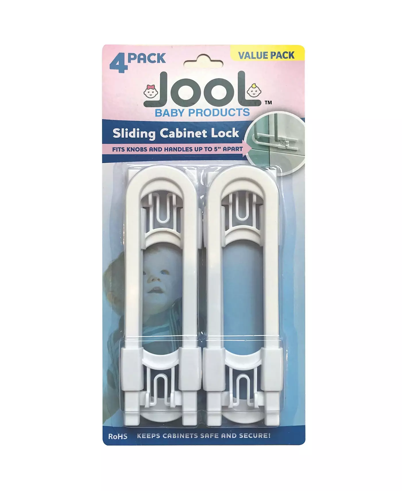 Замки для раздвижных шкафов Jool Baby Toddler, U-образные, для ручек, дверей - набор для детской безопасности - 4 шт. в упаковке