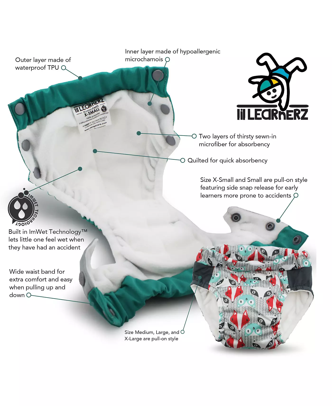 Многоразовые штаны для приучения малышей к туалету Kanga Care Lil Learnerz