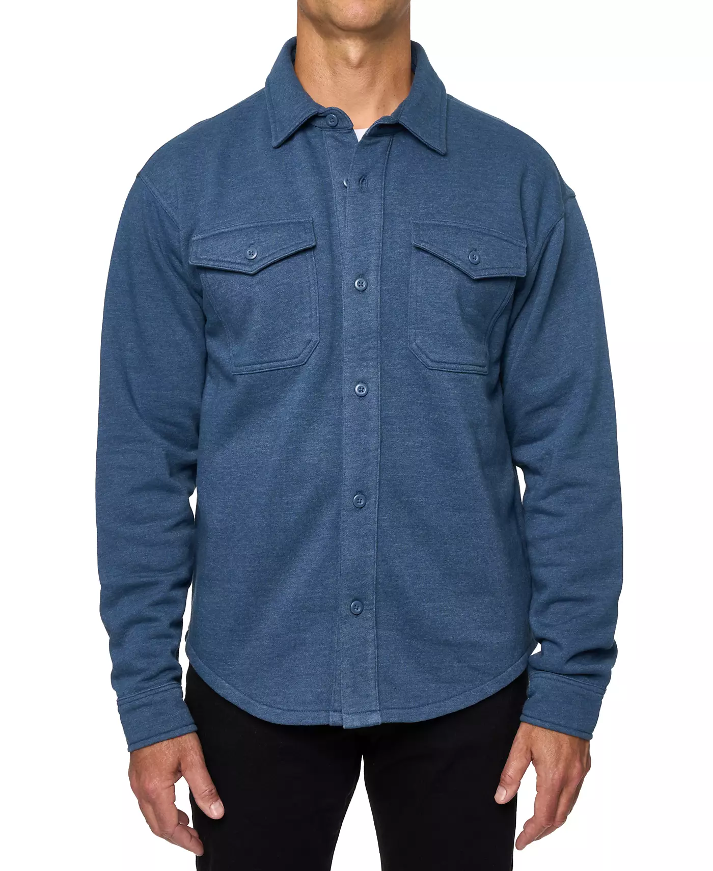 Мужская рубашка-куртка Lazer свободного кроя с длинным рукавом и пуговицами спереди из обожженного флиса